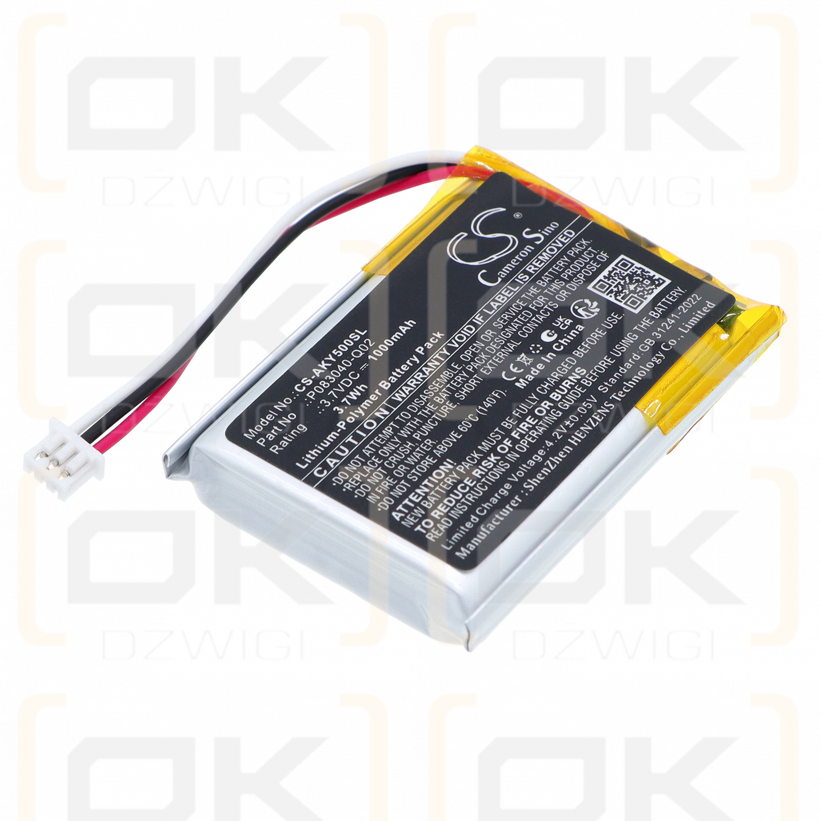 AKG Y50BT / P083040-Q02 1000 mAh Li-Polymer 3,7 V (Cameron Sino)