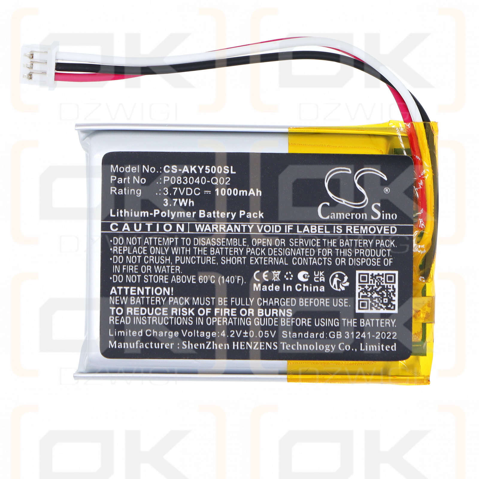 AKG Y50BT / P083040-Q02 1000 mAh Li-Polymer 3,7 V (Cameron Sino)