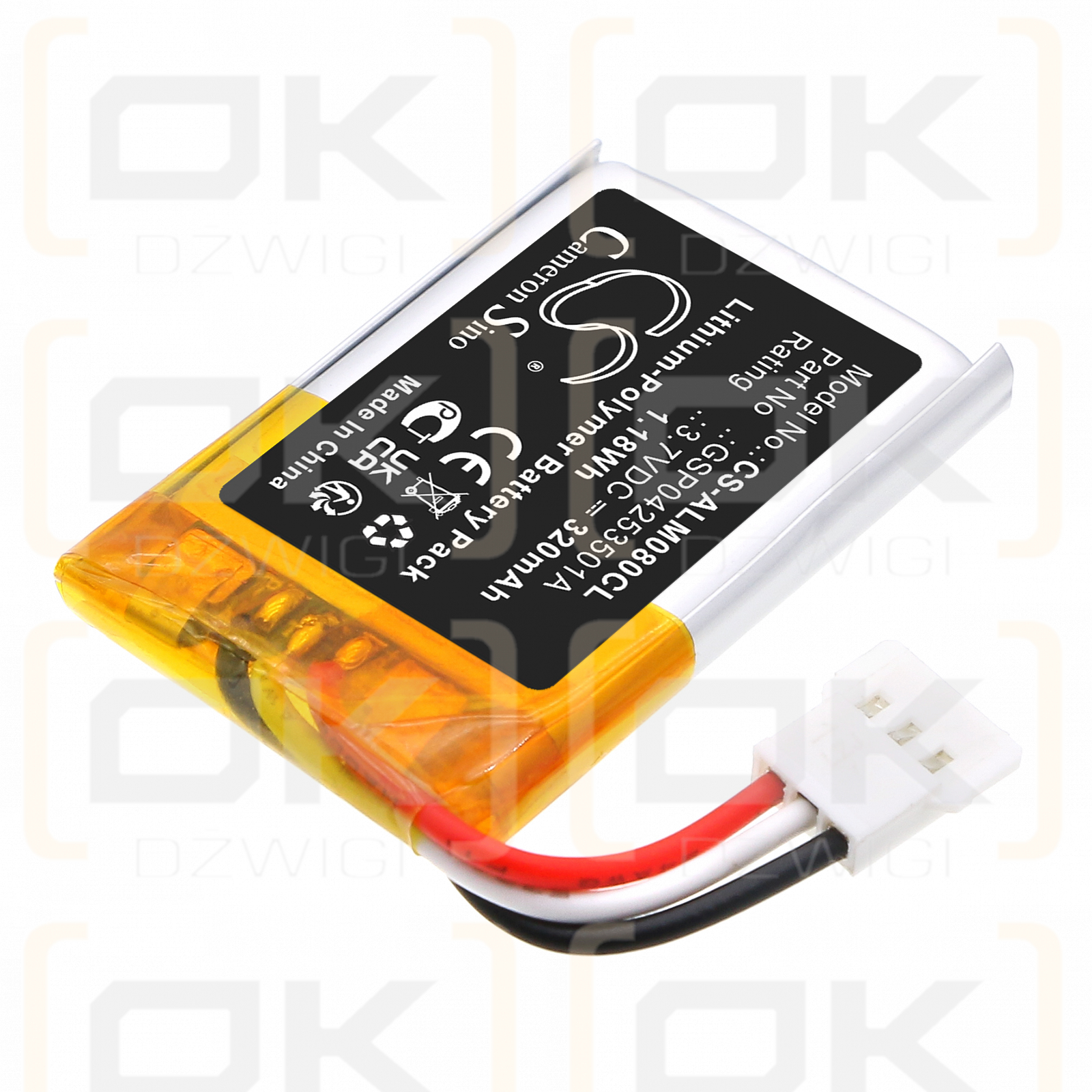 Alcatel-Lucent Wide Band 4.1 Bluetooth / GSP04253501A 320 mAh, polímero de litio, 3,7 V (Cameron Sino)