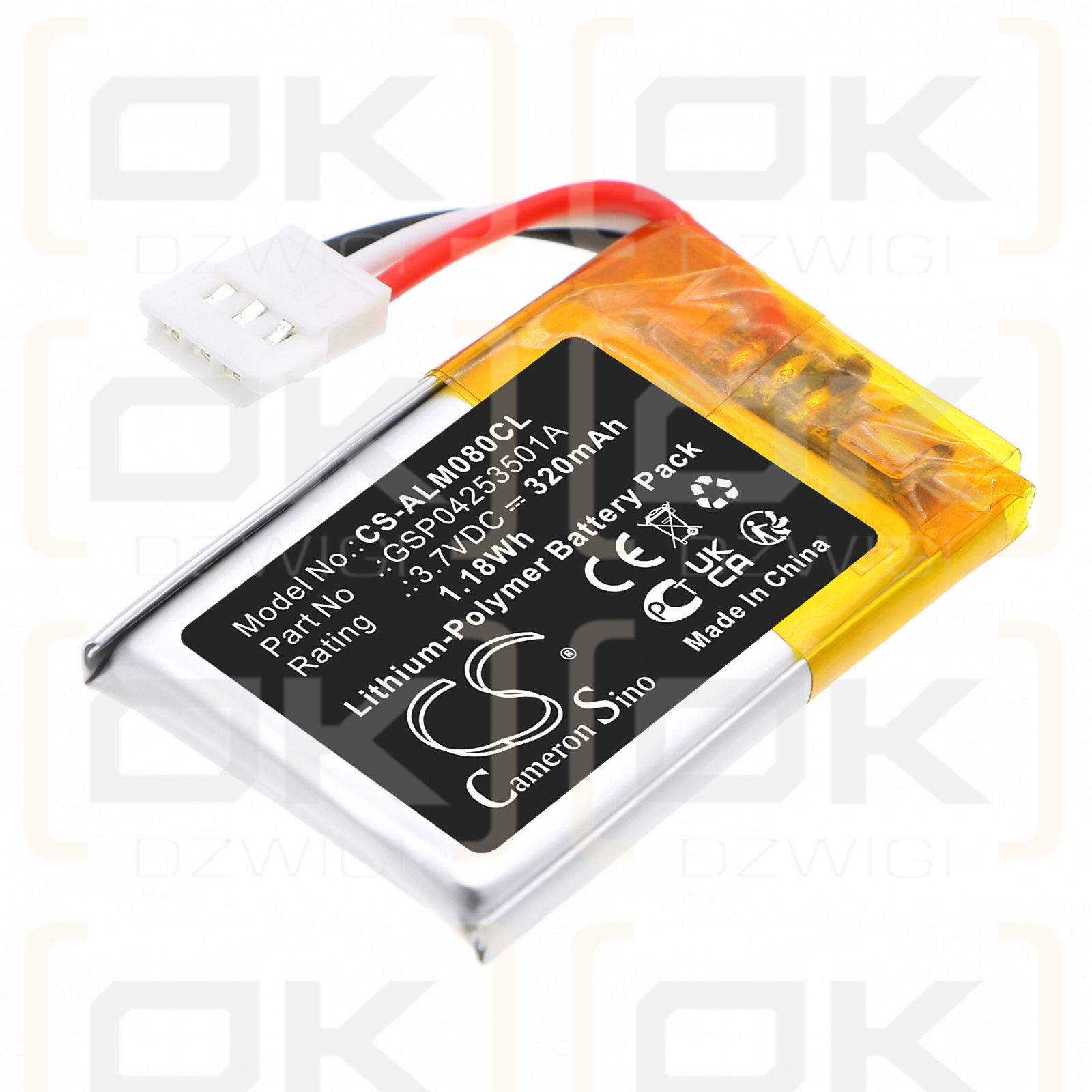 Alcatel-Lucent Wide Band 4.1 Bluetooth / GSP04253501A 320 mAh, polímero de litio, 3,7 V (Cameron Sino)