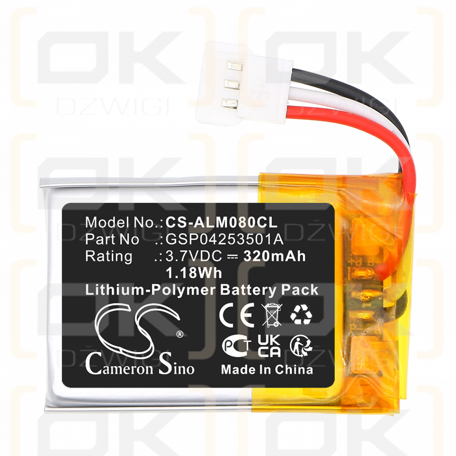 Alcatel-Lucent Wide Band 4.1 Bluetooth / GSP04253501A 320 mAh, polímero de litio, 3,7 V (Cameron Sino)
