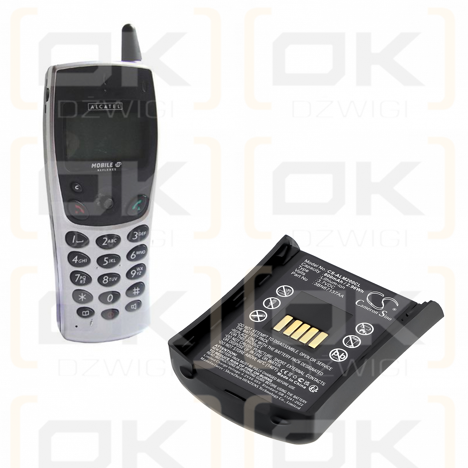 Alcatel Mobile Reflexes 200 / 3BN67137AA 800 mAh Li-Ion 3,7 V (Cameron Sino)