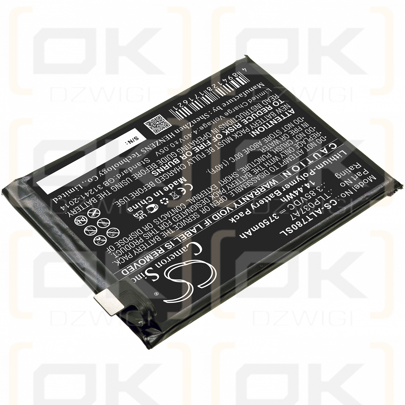 Alcatel T780H / TLP037A7 3750mAh Li-Polymer 3.85V (Cameron Sino)