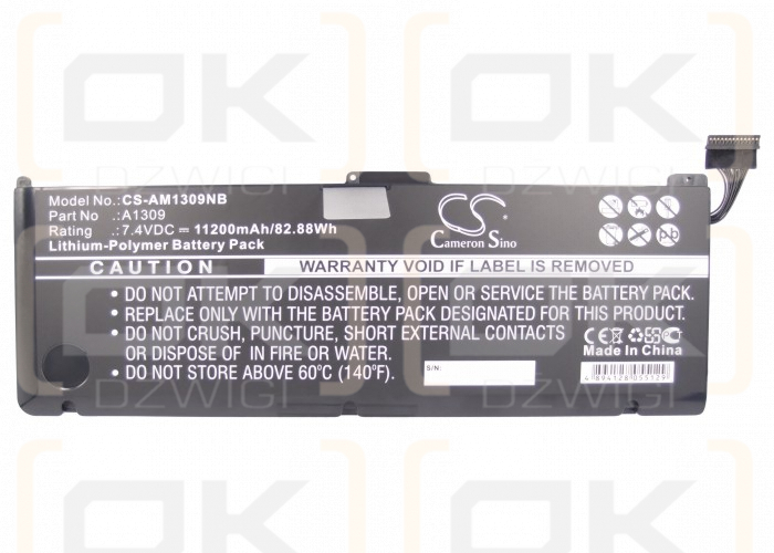 Apple MacBook Pro 17" MC226ZP/A / A1309 11200 mAh Li-Polymer 7,4 V (Cameron Sino)