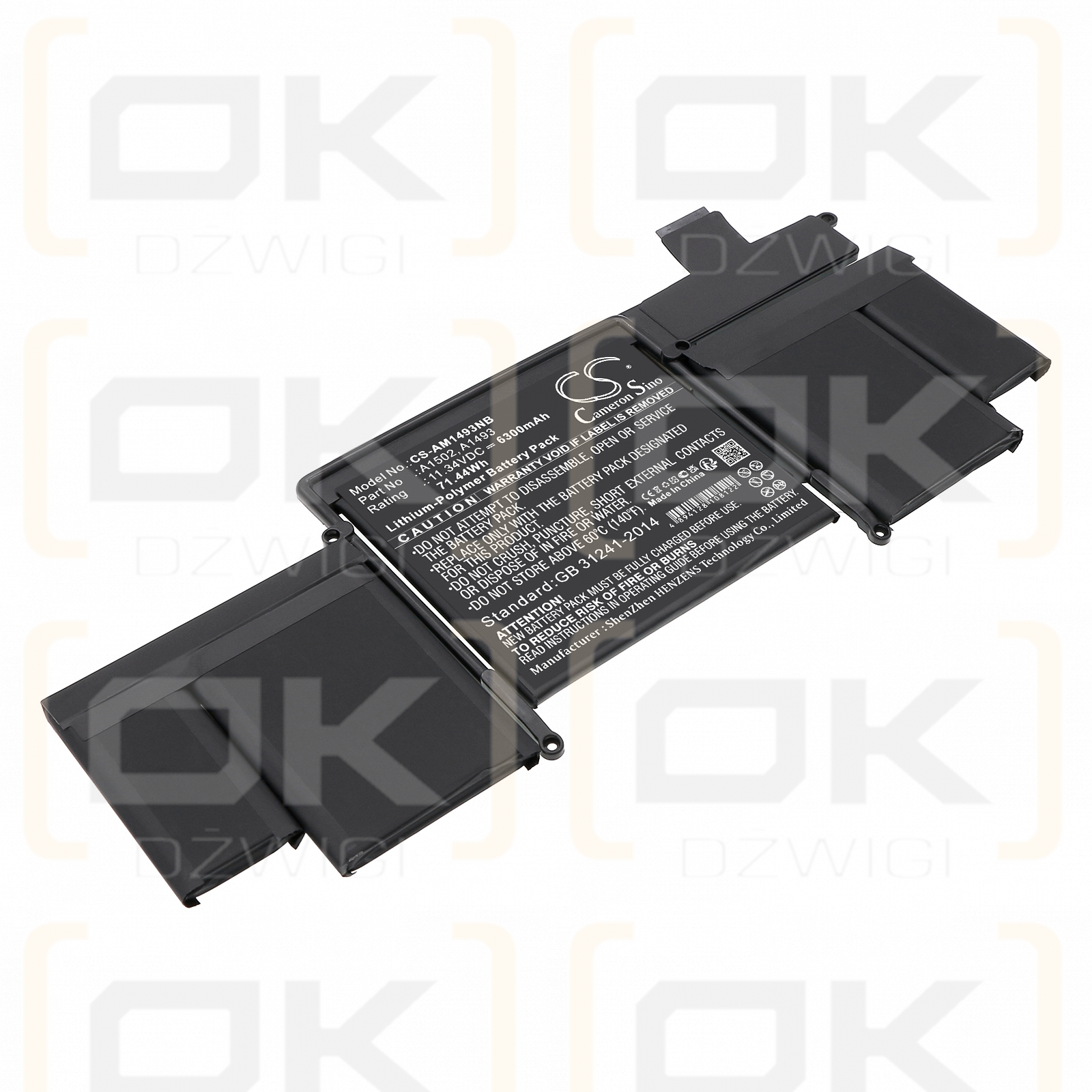 Apple MacBook Pro „Core i5“ 2,4 13 Zoll Ende 2013 / A1502 6300 mAh Li-Polymer 11,34 V (Cameron Sino)