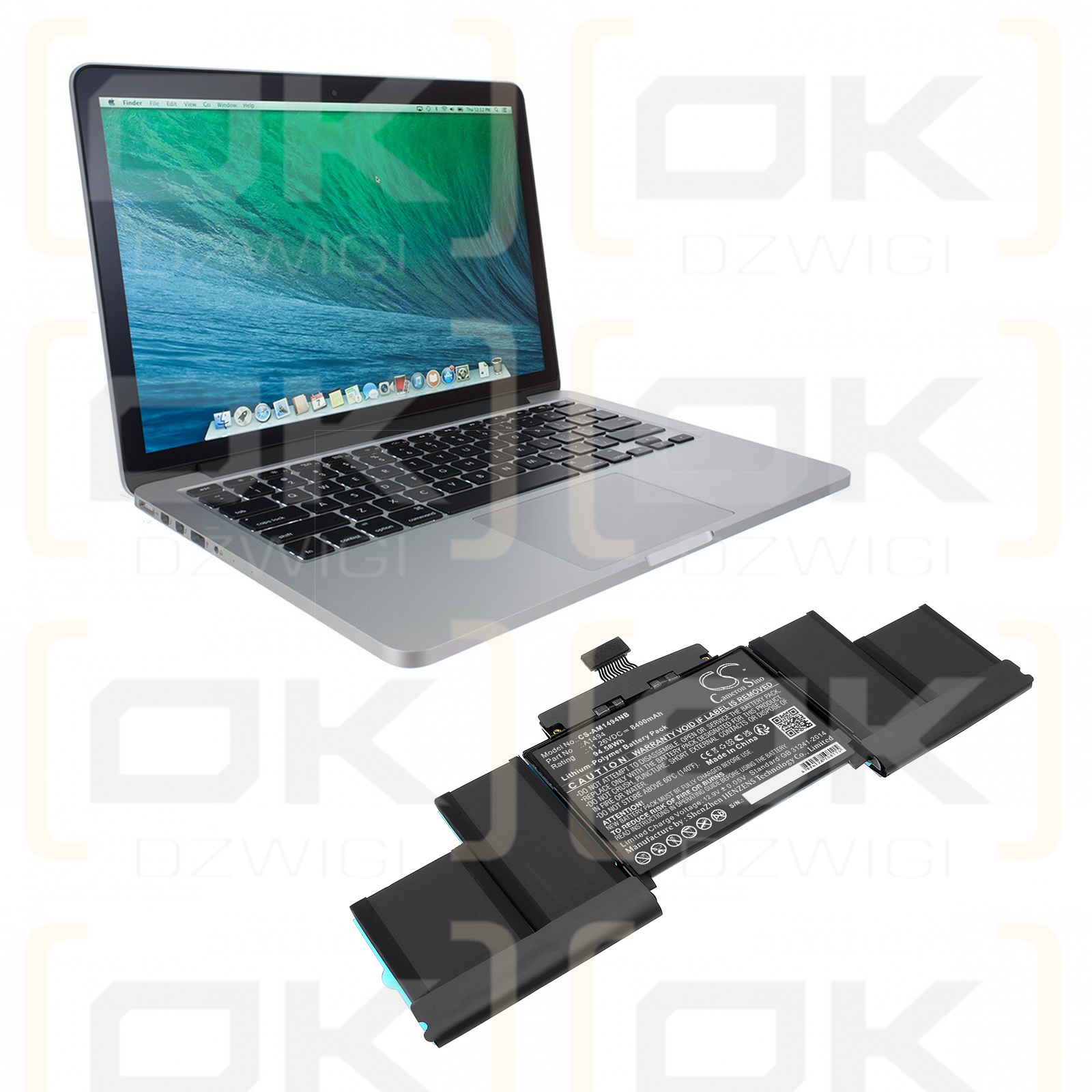 Apple MacBook Pro Retina Display 15" Ende 2013 / A1494 8400 mAh Li-Polymer 11,26 V (Cameron Sino)