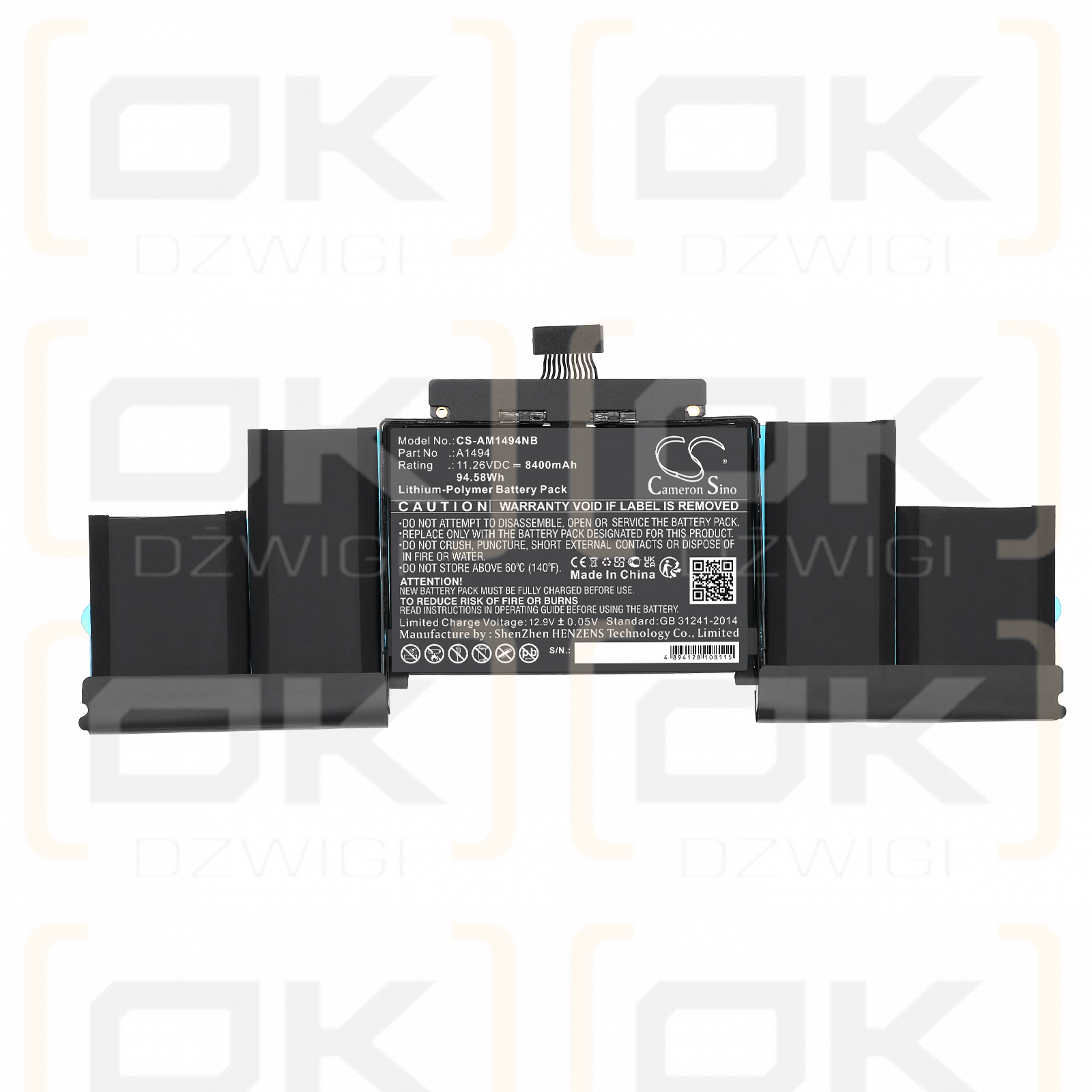 Apple MacBook Pro Retina Display 15" Ende 2013 / A1494 8400 mAh Li-Polymer 11,26 V (Cameron Sino)