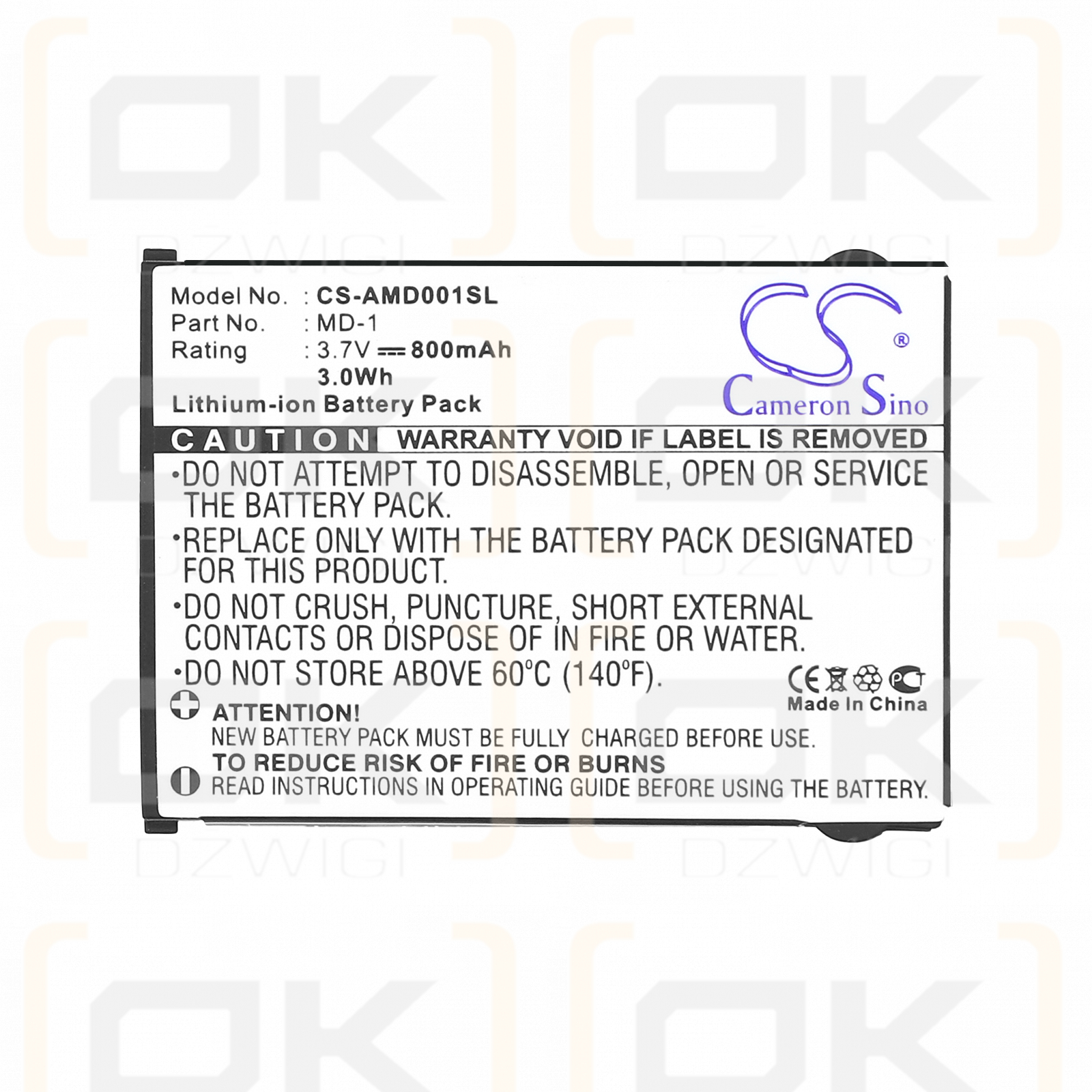 AMOI MD-1/MD-1 800 мАч Li-ion 3,7 В (Cameron Sino)