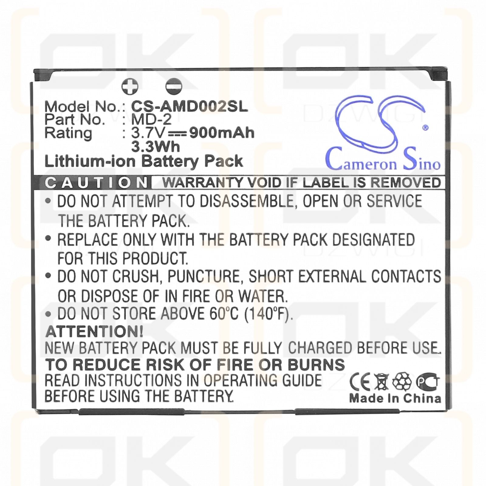AMOI MD02 / MD-2 900 mAh Li-Ion 3,7 V (Cameron Sino)
