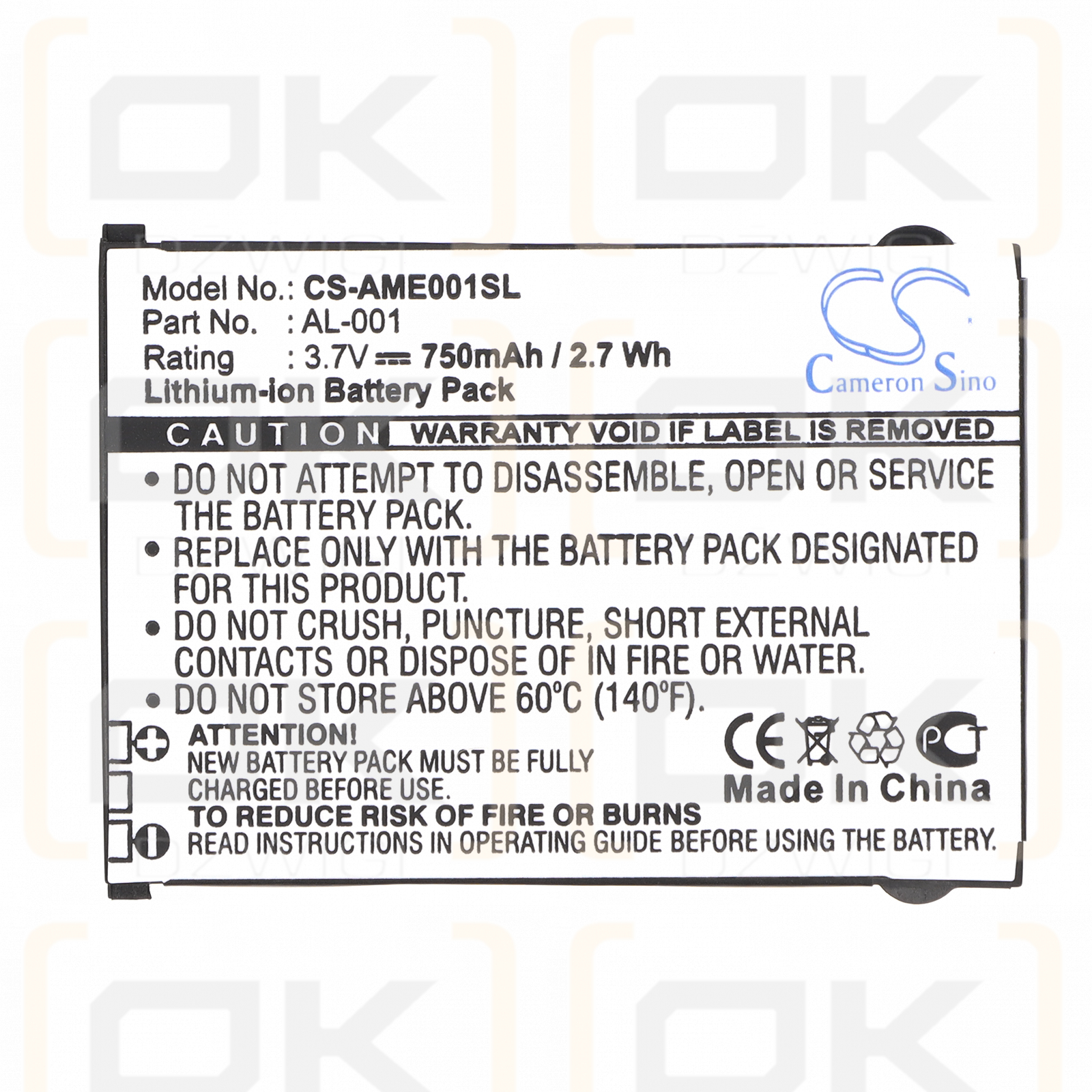 Orange New York / AL-001 750 mAh Li-Ion 3,7 V (Cameron Sino)