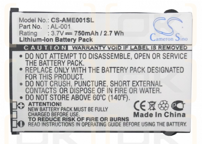 Naranja Nueva York / AL-001 750mAh Li-ion 3.7V (Cameron Sino)