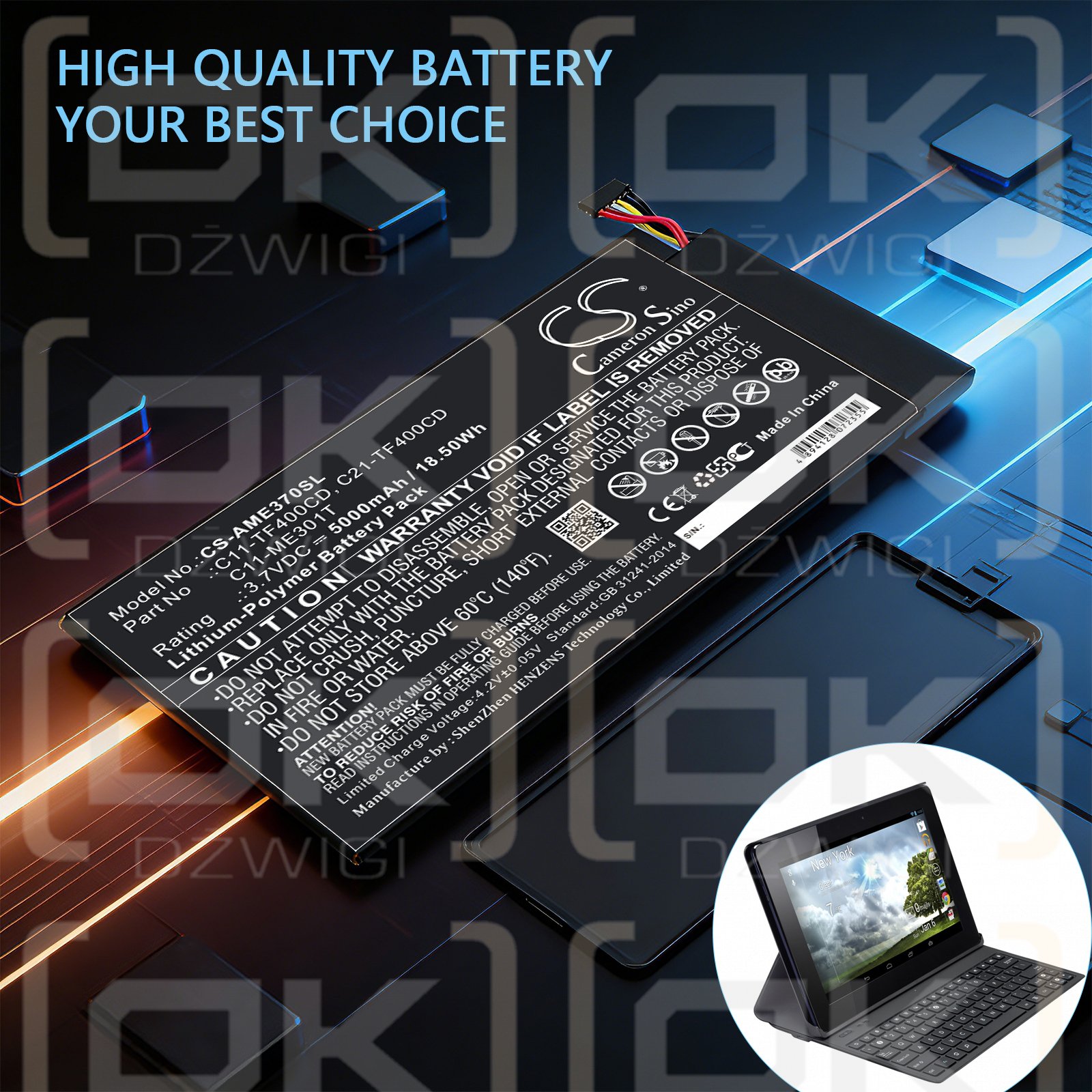 Asus 110-0329H / C11-TF400CD 5000 мАч литий-полимерный 3,7 В (Cameron Sino)