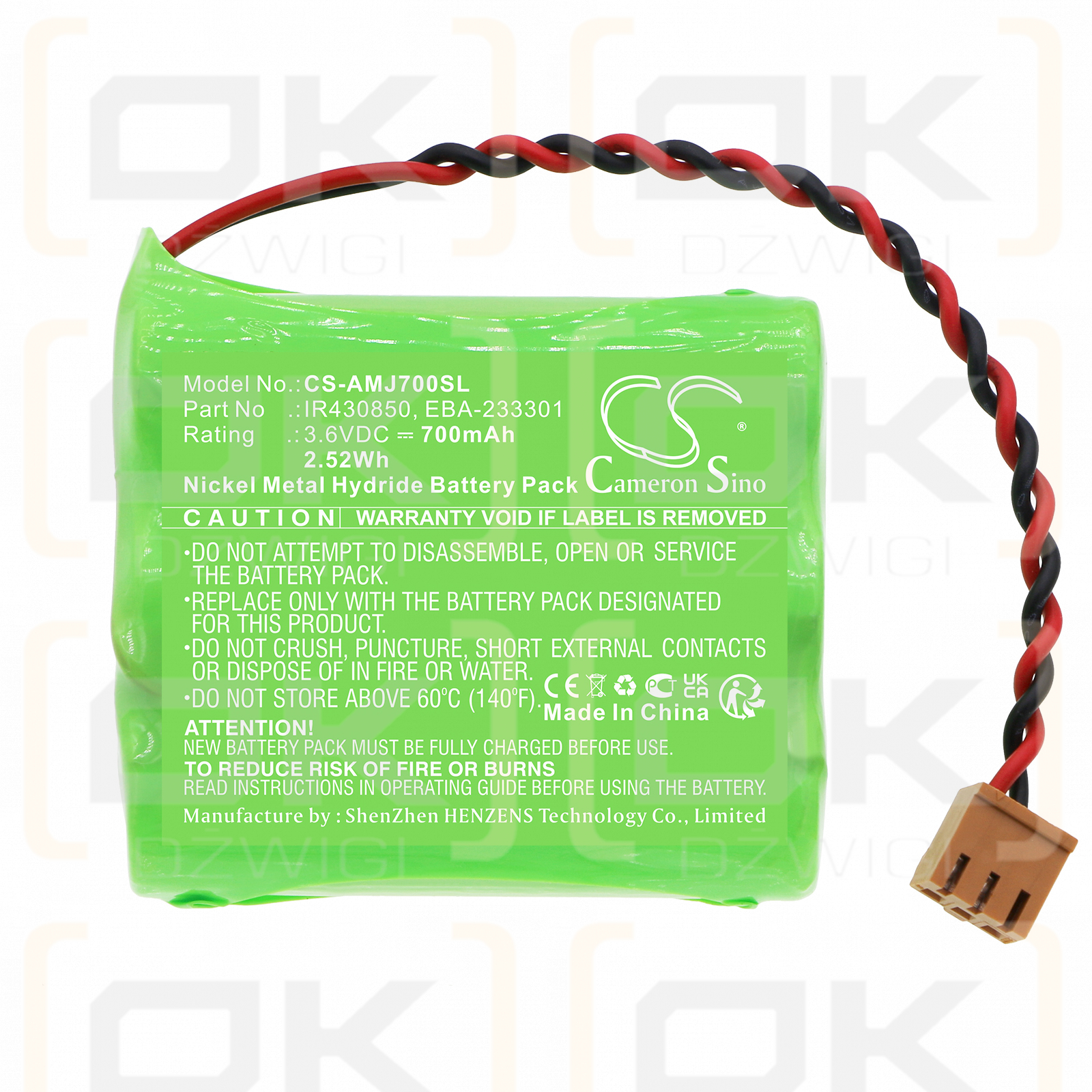 Amano Stromberg SJX-8000 / IR430850 700mAh Ni-MH 3.6V (Cameron Sino)