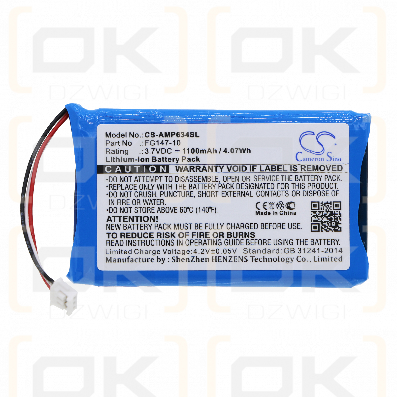 AMX FG148-04 / FG147-10 1100mAh Li-ion 3.7V (Cameron Sino)