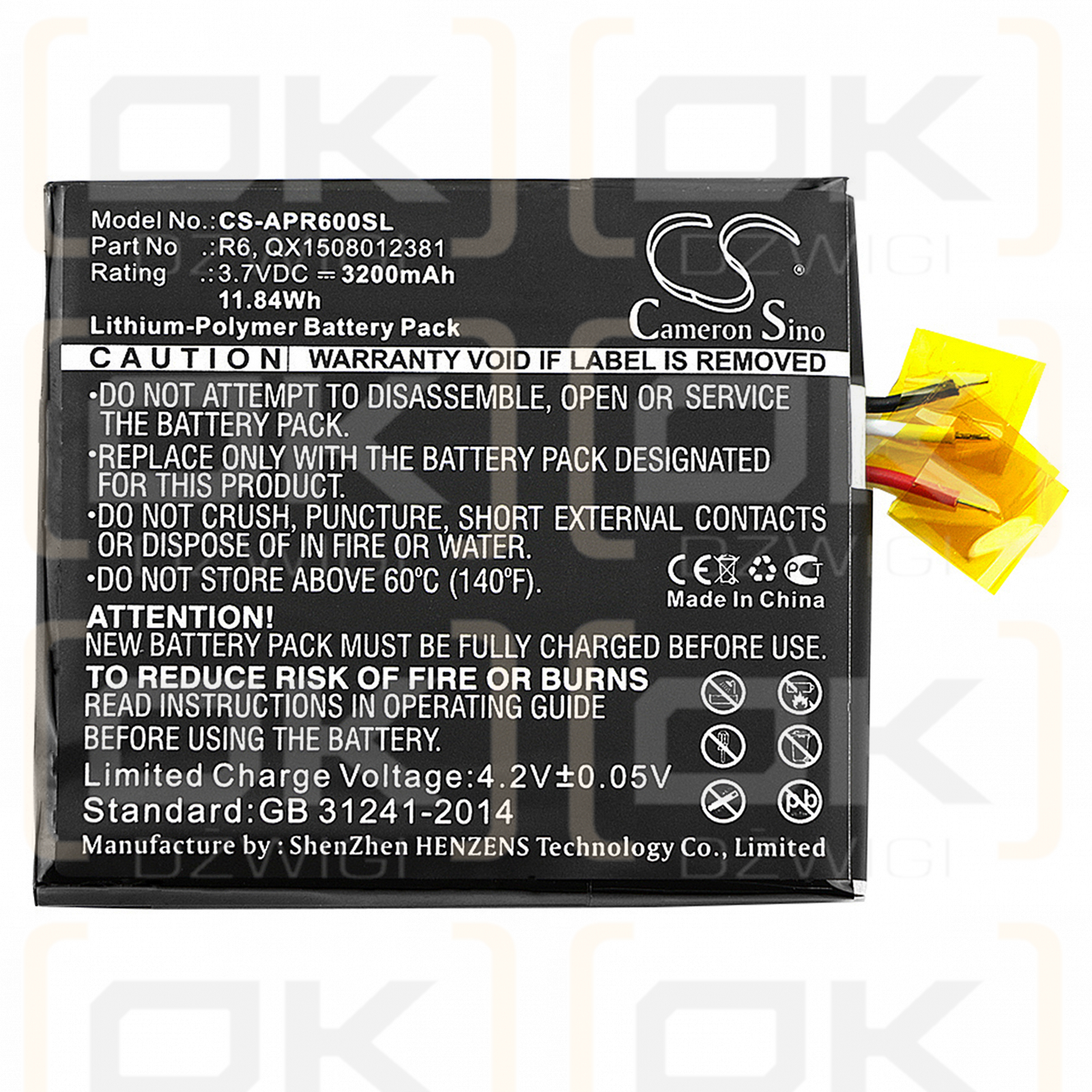 Aspera R6 / R6 3200 mAh Li-Polymer 3,7 V (Cameron Sino)