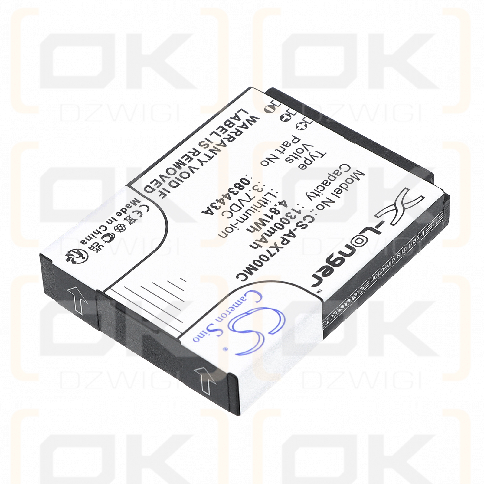 Ersatzakku für Actionpro ISAW A3 / 083443A 1300 mAh Li-Ion 3,7 V (Cameron Sino)