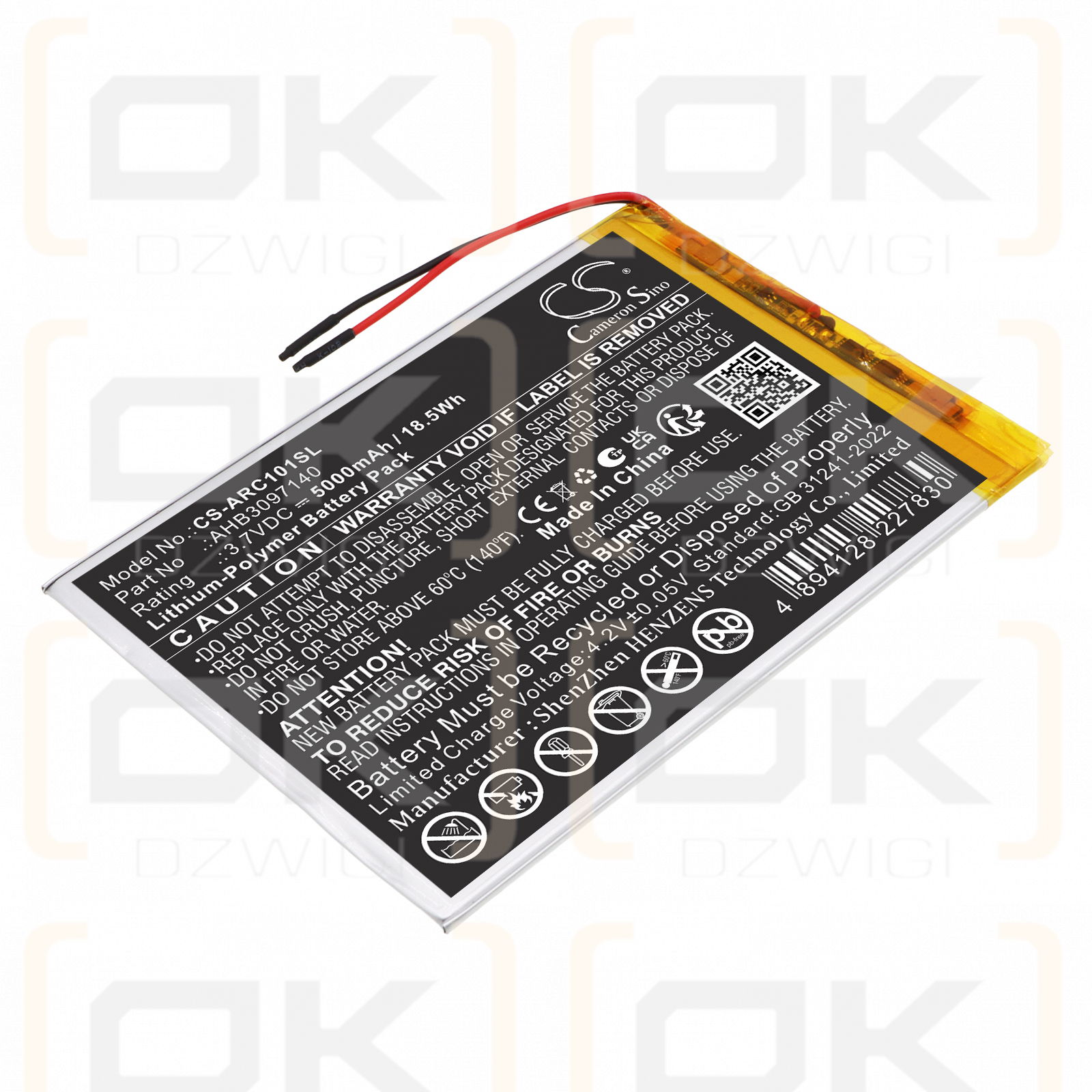 Сменный аккумулятор для Archos AC101CR3GV4 / AHB3097140 5000 мАч Li-Polymer 3,7 В (Cameron Sino)