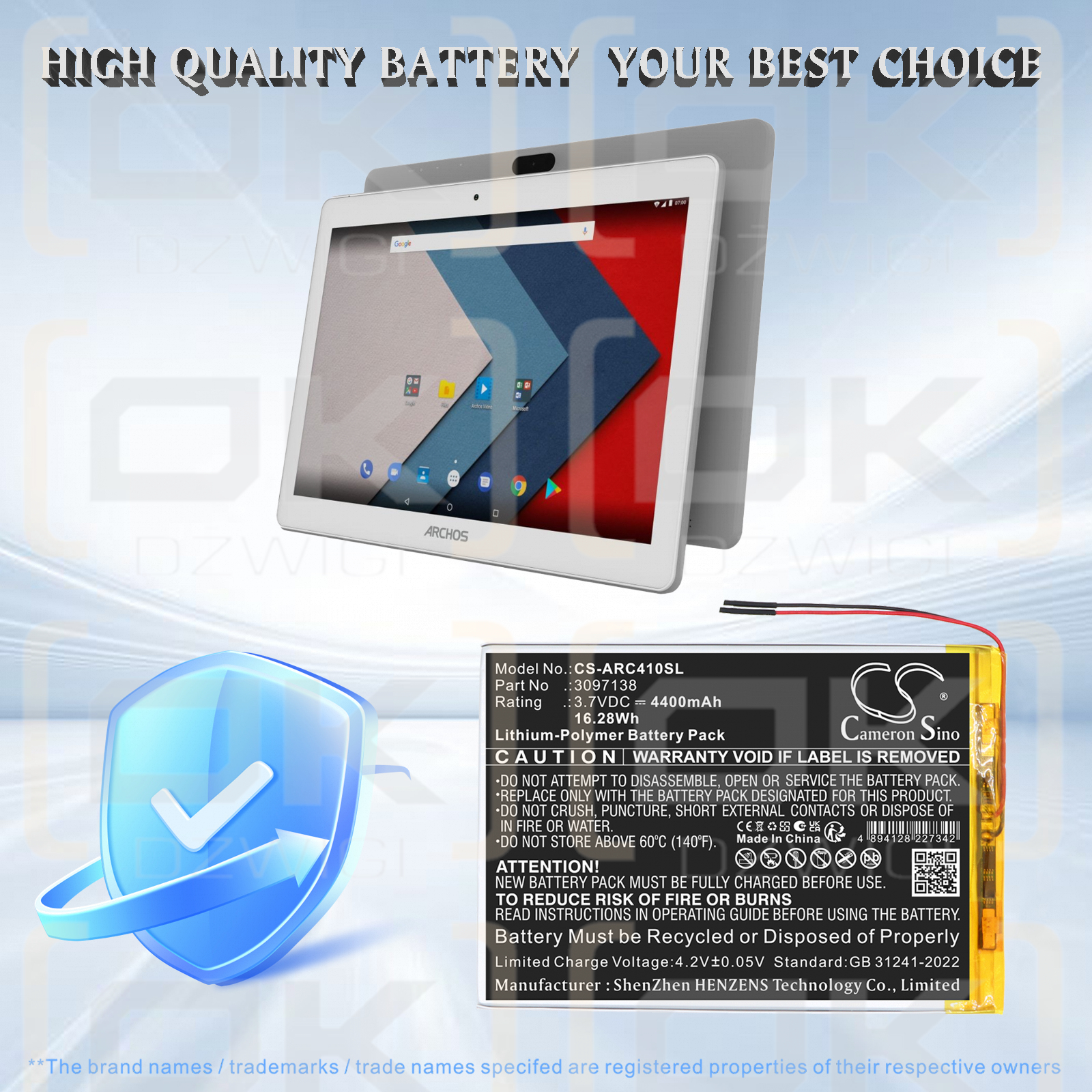 Сменный аккумулятор для Archos OXYGEN 4G / 3097138 4400 мАч Li-Polymer 3,7 В (Cameron Sino)