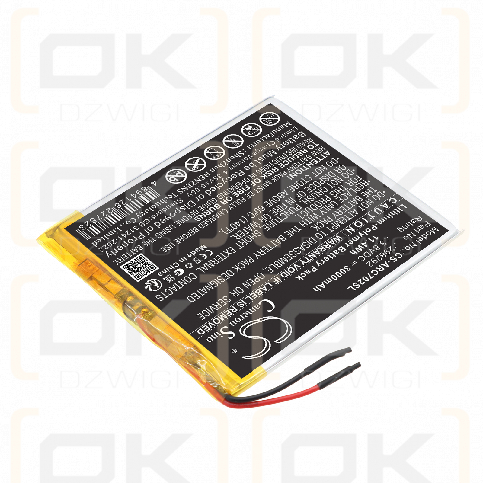 Replacement Battery for Archos AC70OXV2 / 298292 3000 mAh Li-Polymer 3.8 V (Cameron Sino)