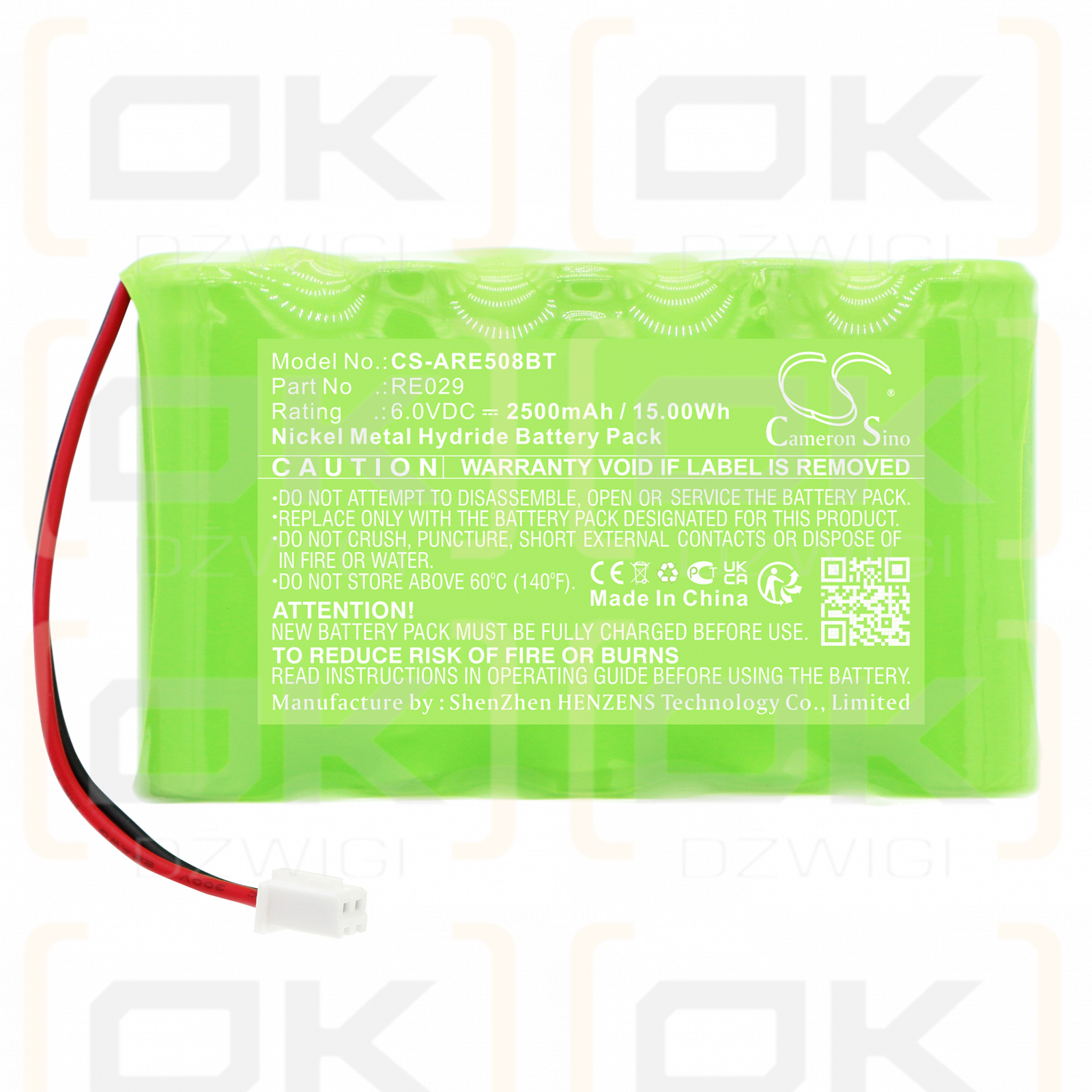 Alula RE6100P / RE029 2500mAh Ni-MH 6.0V (Cameron Sino)