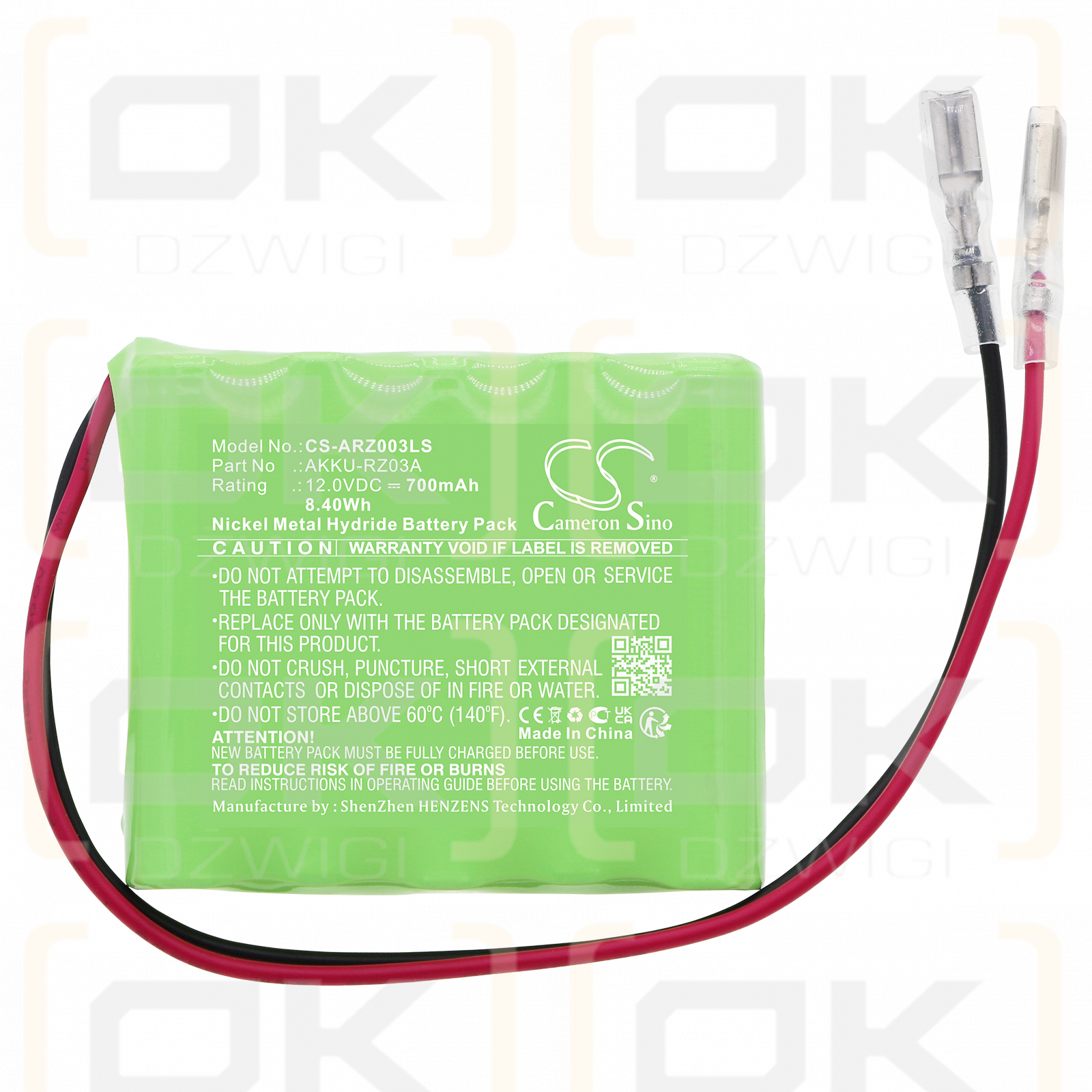 Indexa RZ03 / AKKU-RZ03A 700mAh Ni-MH 12.0V (Cameron Sino)