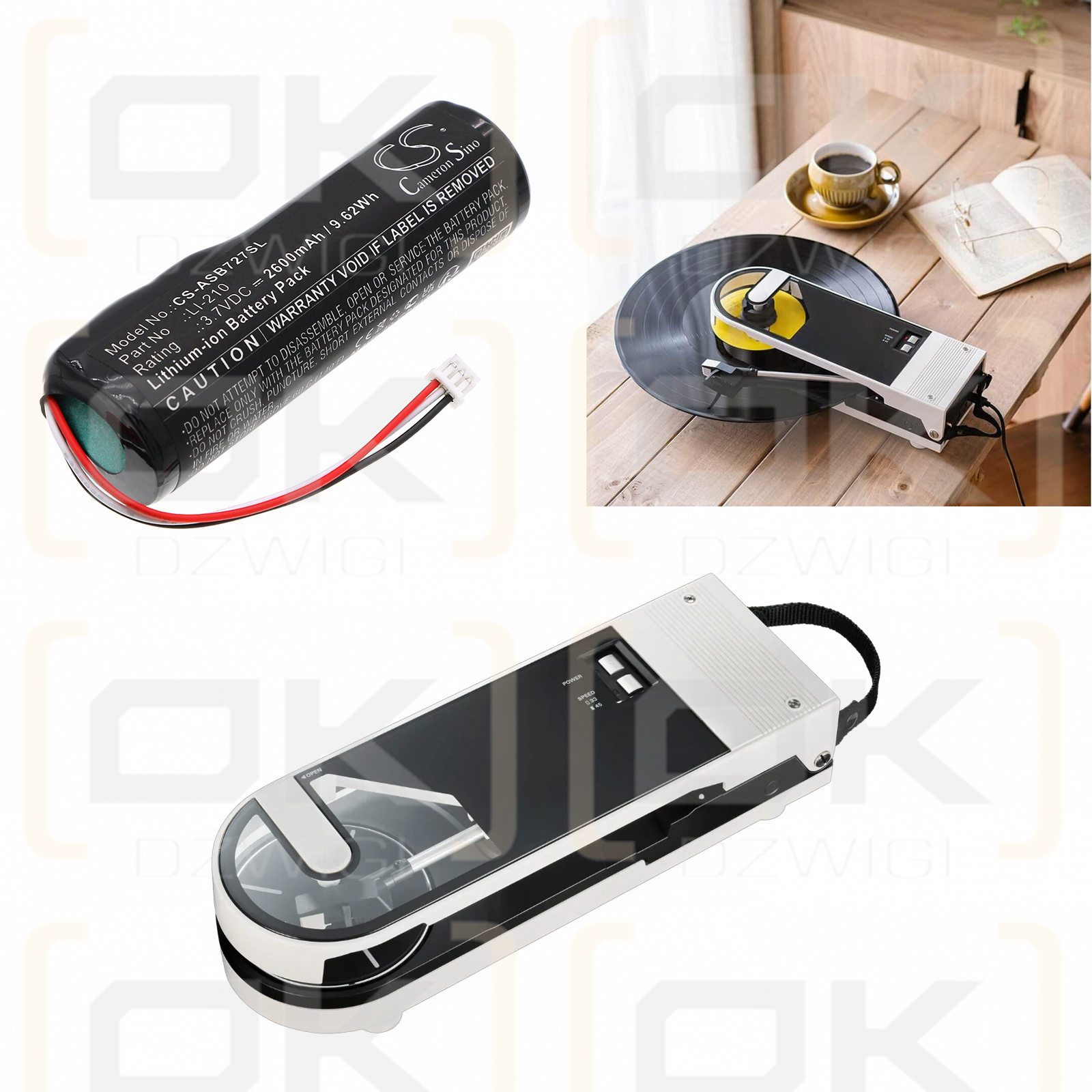 Audio-Technica Sound Burger Portable Turntable / LI-210 2600mAh Li-ion 3.7V (Cameron Sino)