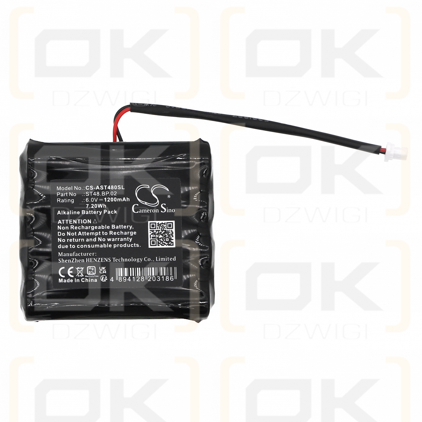 Amadeo A-Lock ST48 / ST48.BP.02 1200 mAh Alkaline 6,0 V (Cameron Sino)