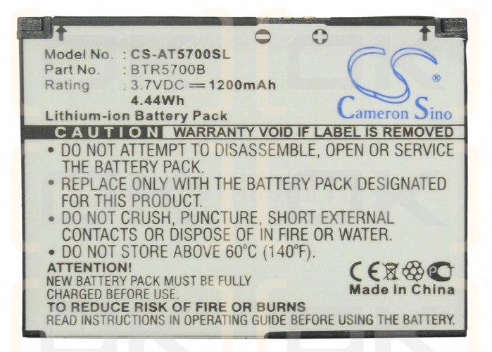 Audiovox SMT-5700 / BTR5700B 1200mAh Li-ion 3.7V (Cameron Sino)