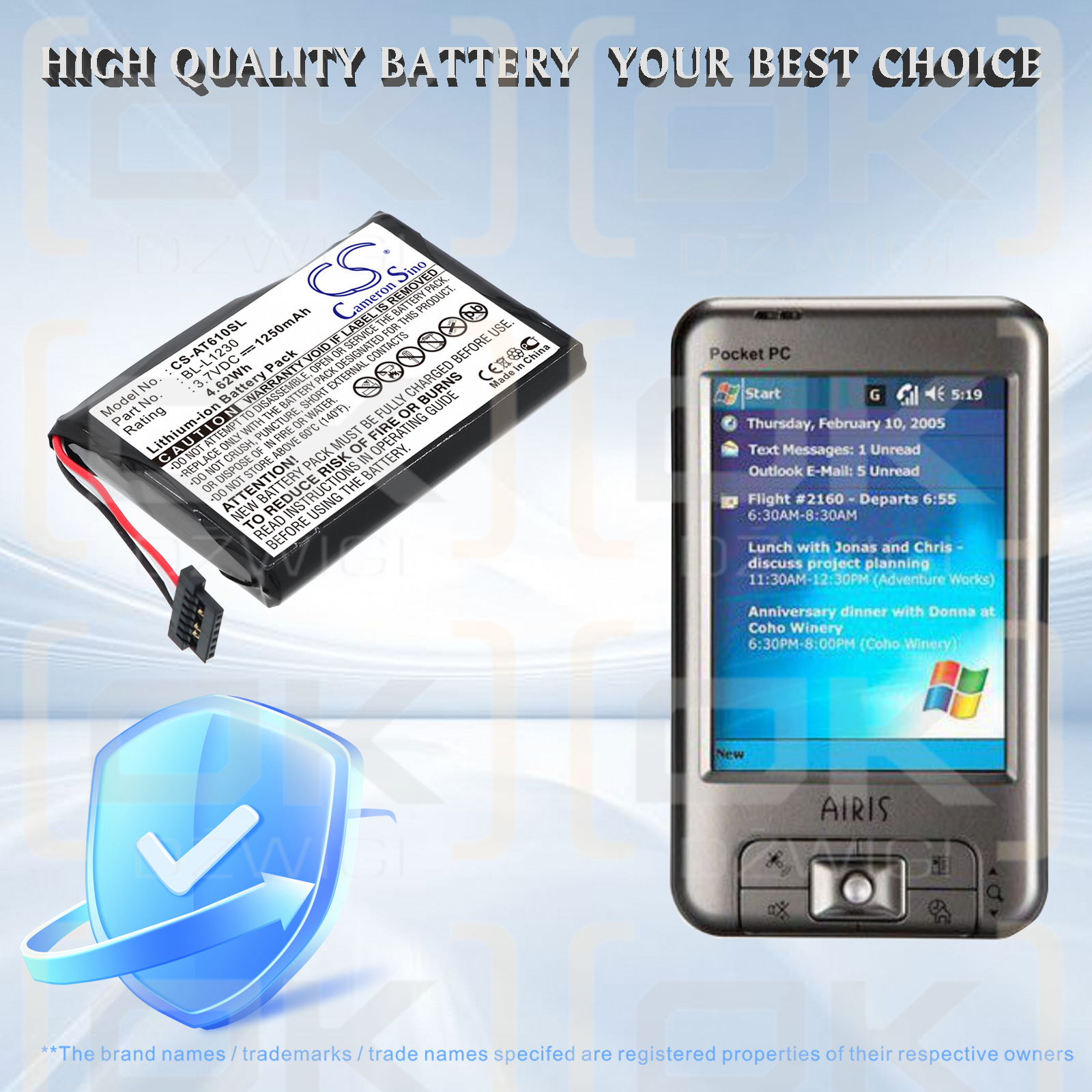 Airis T920EF / BL-L1230 1250 mAh Li-Ion 3,7 V (Cameron Sino)