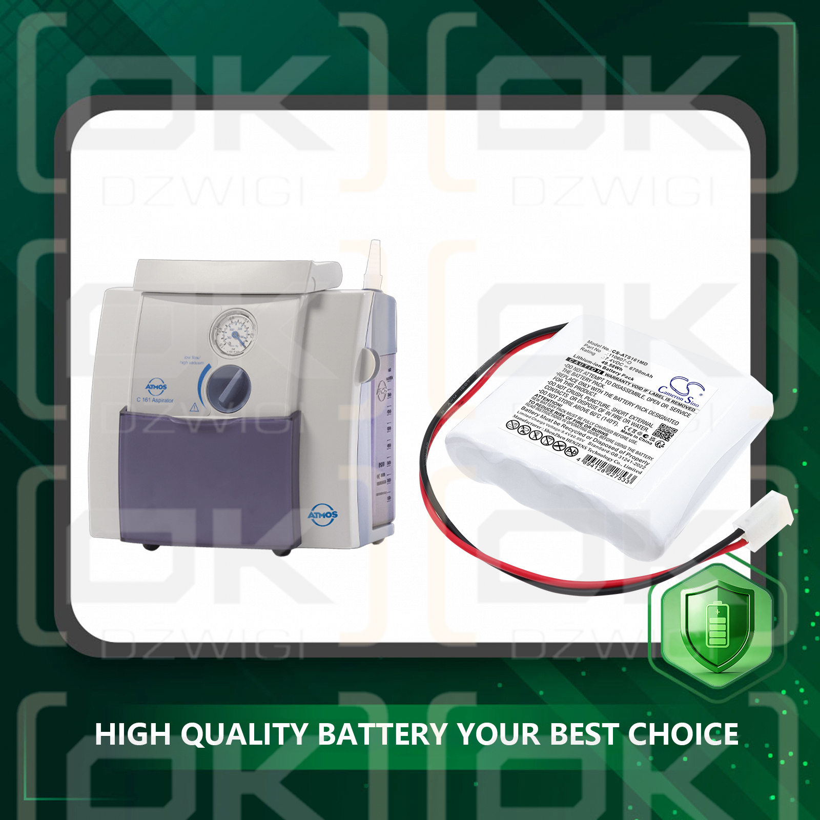 Ersatzakku für Atmos Saugpumpe C261 / 110607-O 6700 mAh Li-Ion 7,4 V (Cameron Sino)