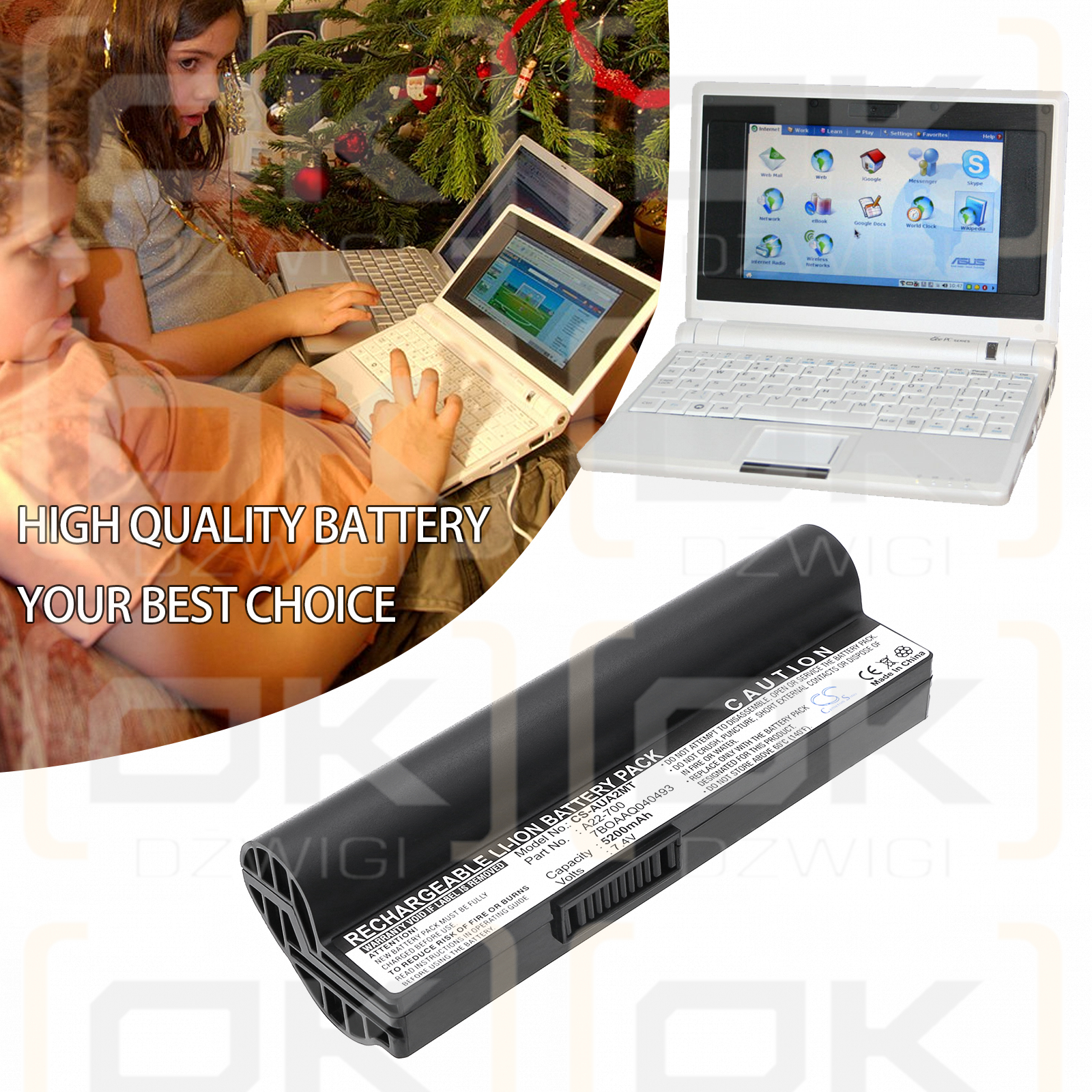 Asus Eee PC 8G XP / A22-701 5200 мАч литий-ионный 7,4 В (Cameron Sino)
