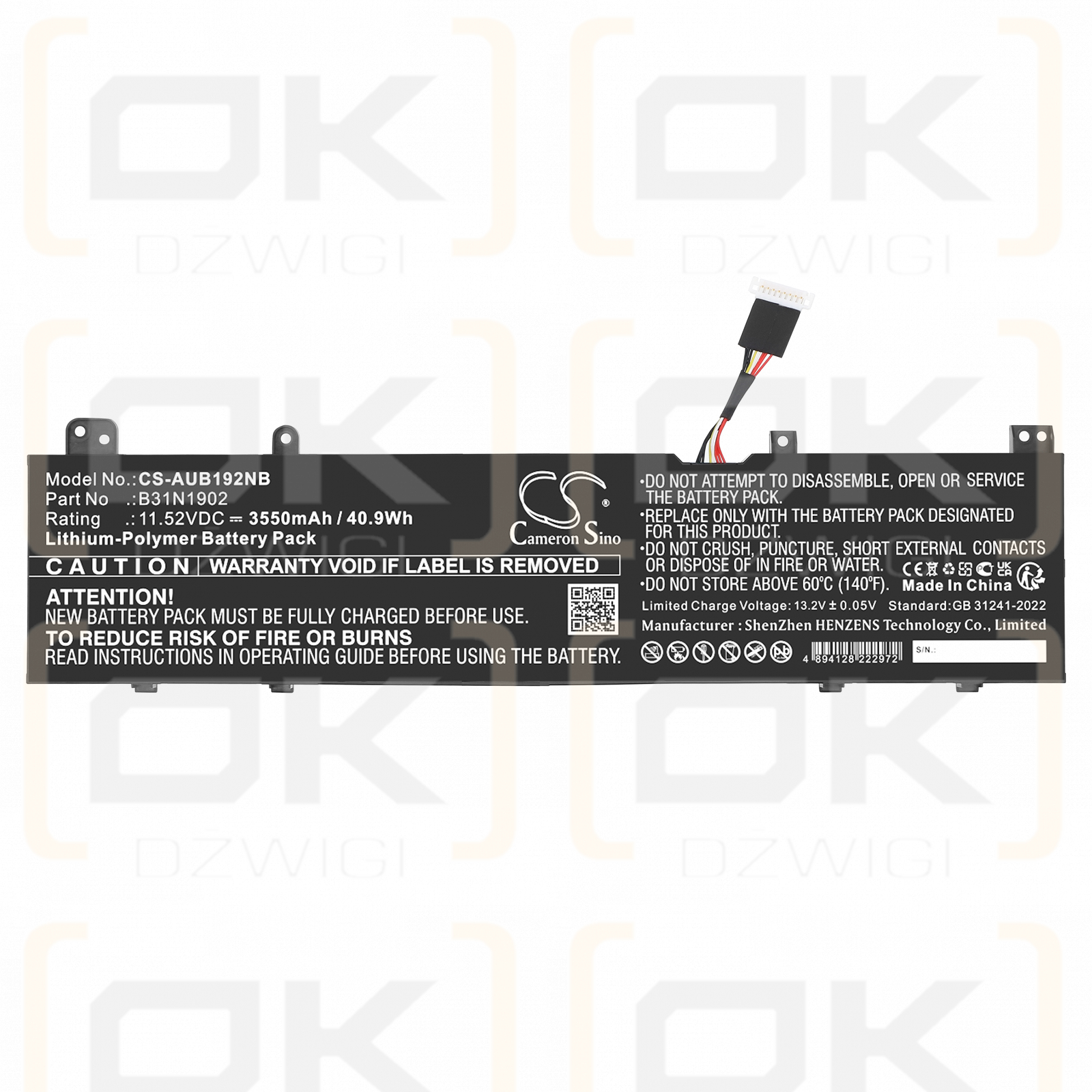 Asus / B31N1902 3550 mAh Li-Polymer 11,52 V (Cameron Sino)
