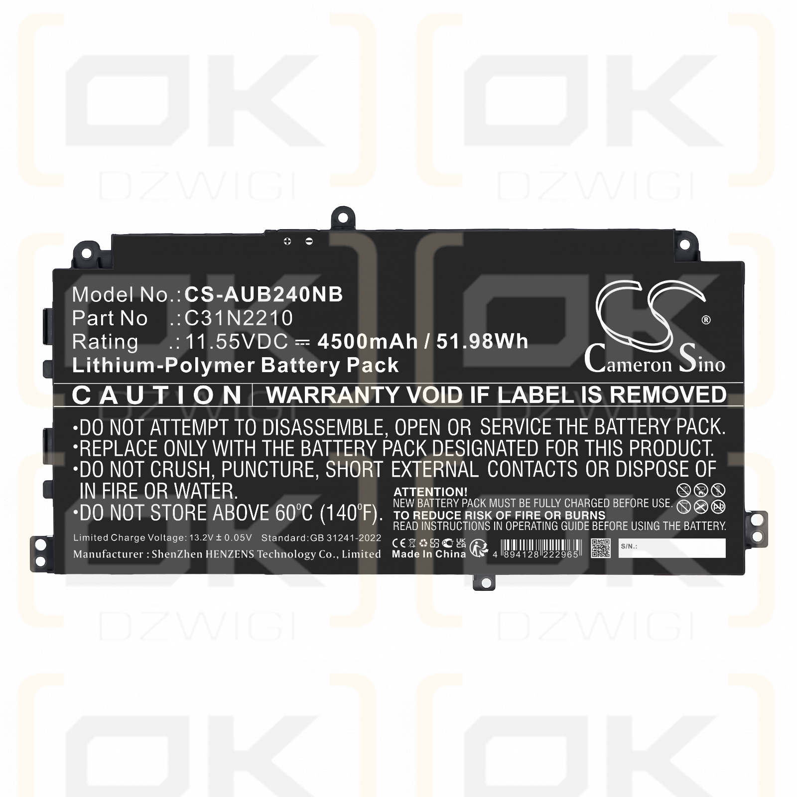 Asus ExpertBook B2 Flip B2402F / 0B200-04370000 4500mAh Li-Polymer 11,55V (Cameron Sino)