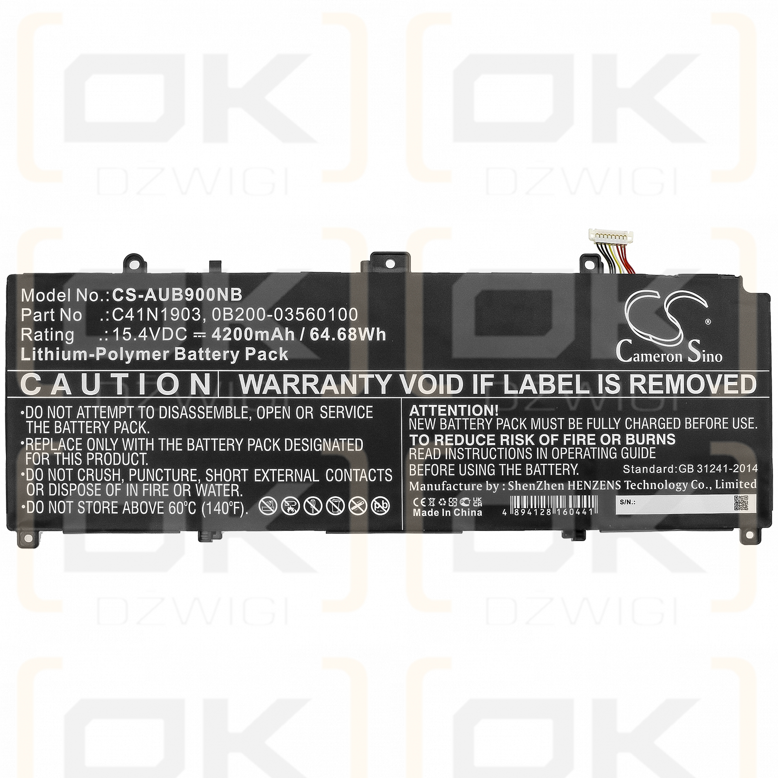 Asus ExpertBook B9450FA-BM0252R / C41N1903 4200mAh Li-Polymer 15.4V (Cameron Sino)