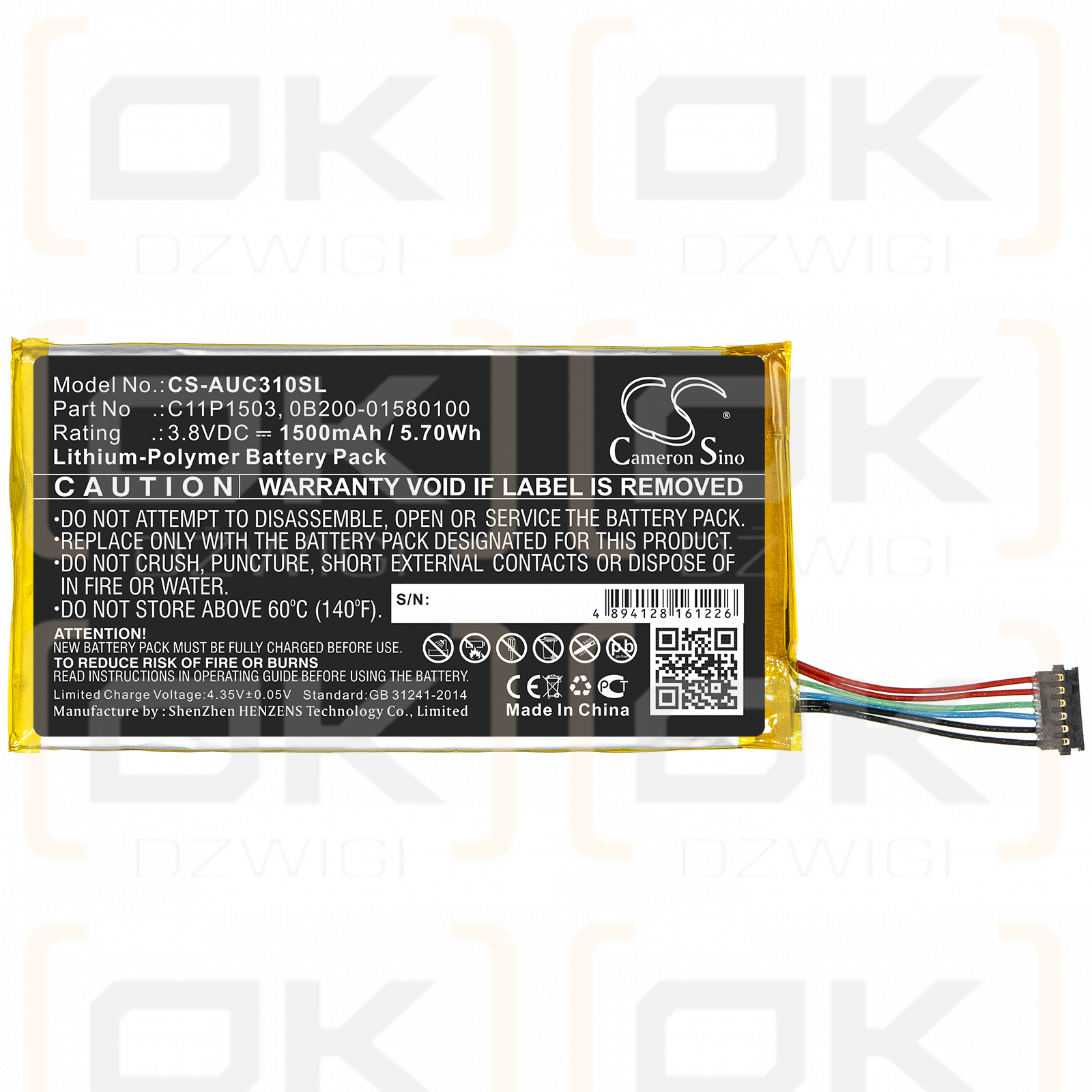 Asus ZenPad 10 ZD300C / C11P1503 1500 mAh Li-Polymer 3.8 V (Cameron Sino)