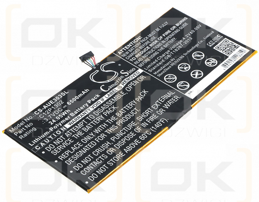 Asus K00A / C12P1302 6500 mAh Li-Polímero 3.7 V (Cameron Sino)