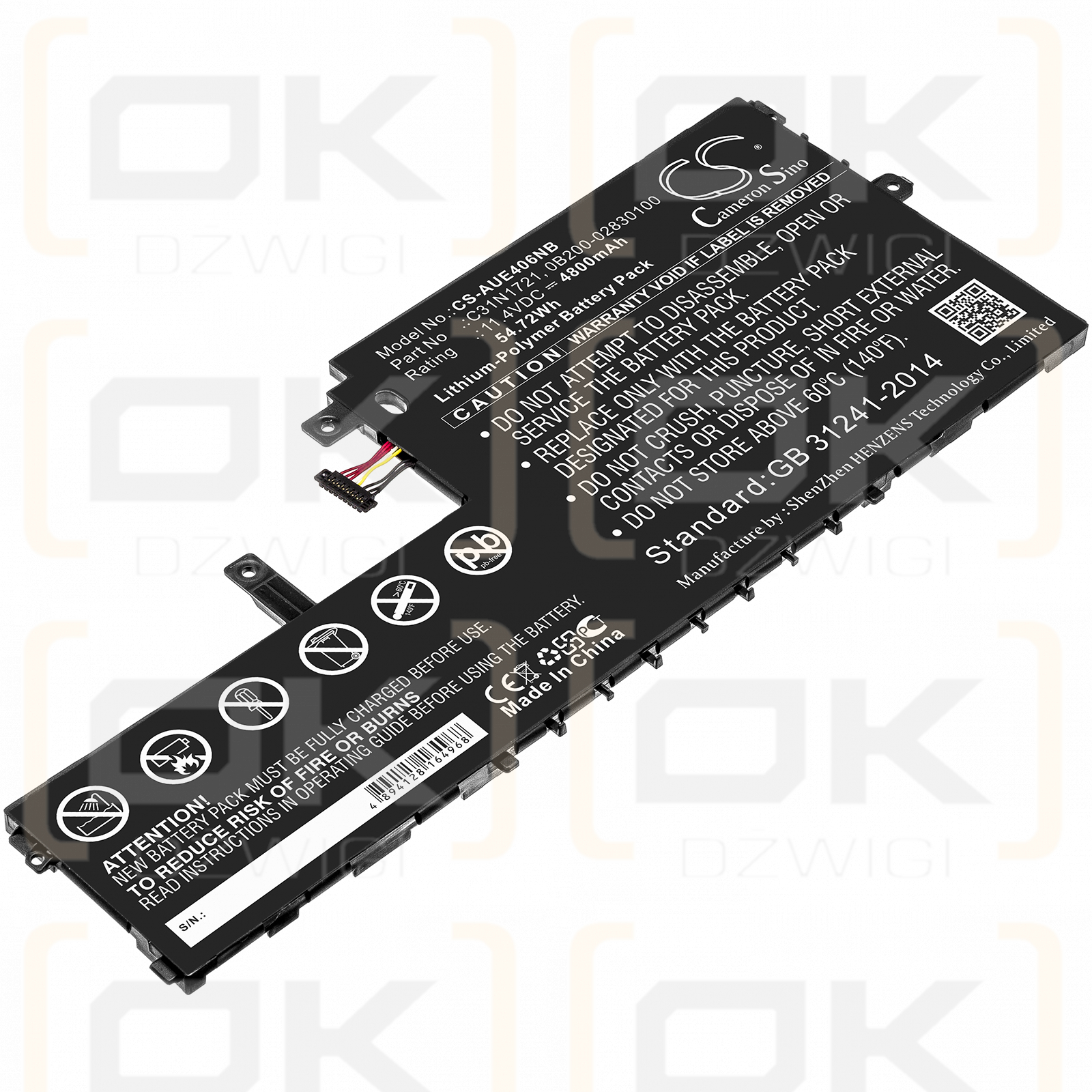 Asus E406SA / C31N1721 4800mAh Li-Polímero 11.4V (Cameron Sino)