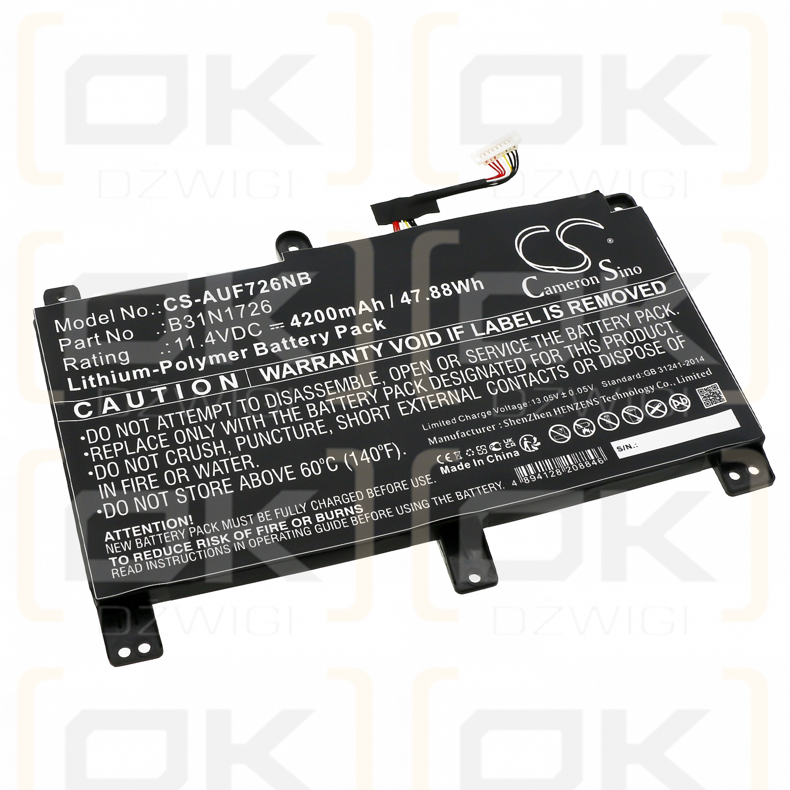 Asus FX504GE-DM360T / 0B200-02910100 4200mAh Li-Polímero 11.4V (Cameron Sino)