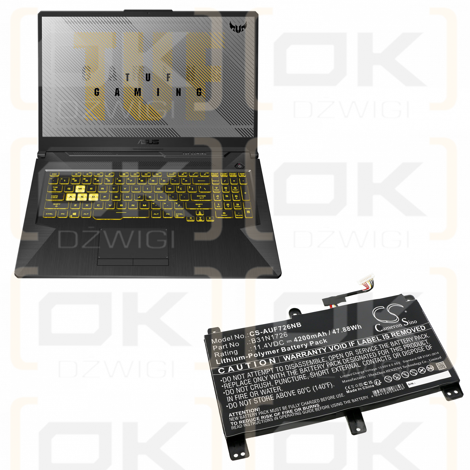 Asus FX504GE-DM360T / 0B200-02910100 4200mAh Li-Polímero 11.4V (Cameron Sino)