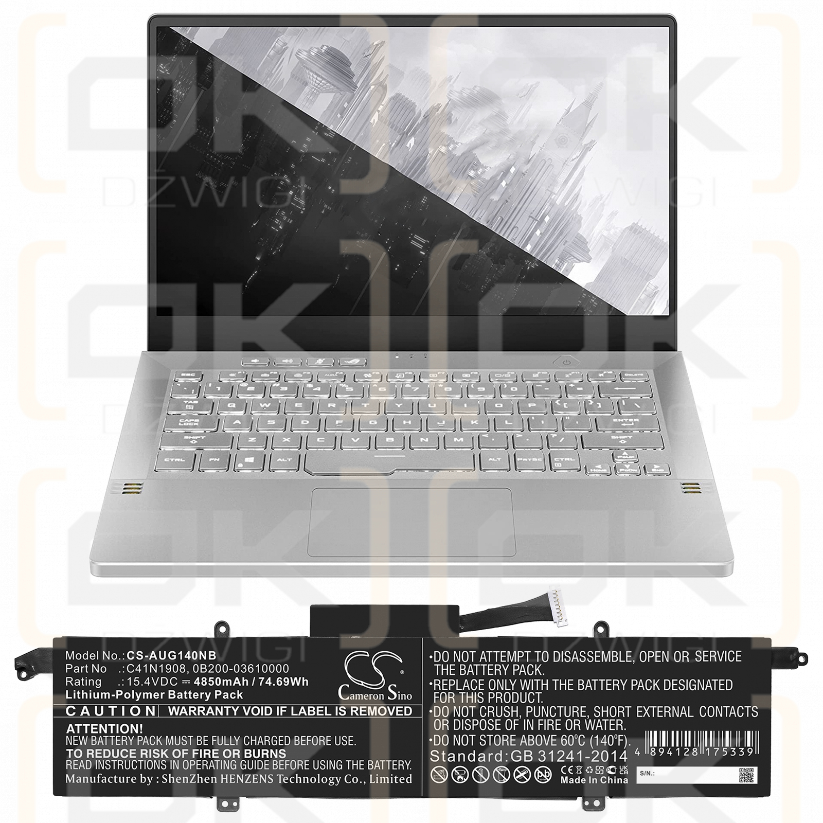 Asus ROG Zephyrus G14 / C41N1908 4850 mAh Li-Polymer 15,4 V (Cameron Sino)