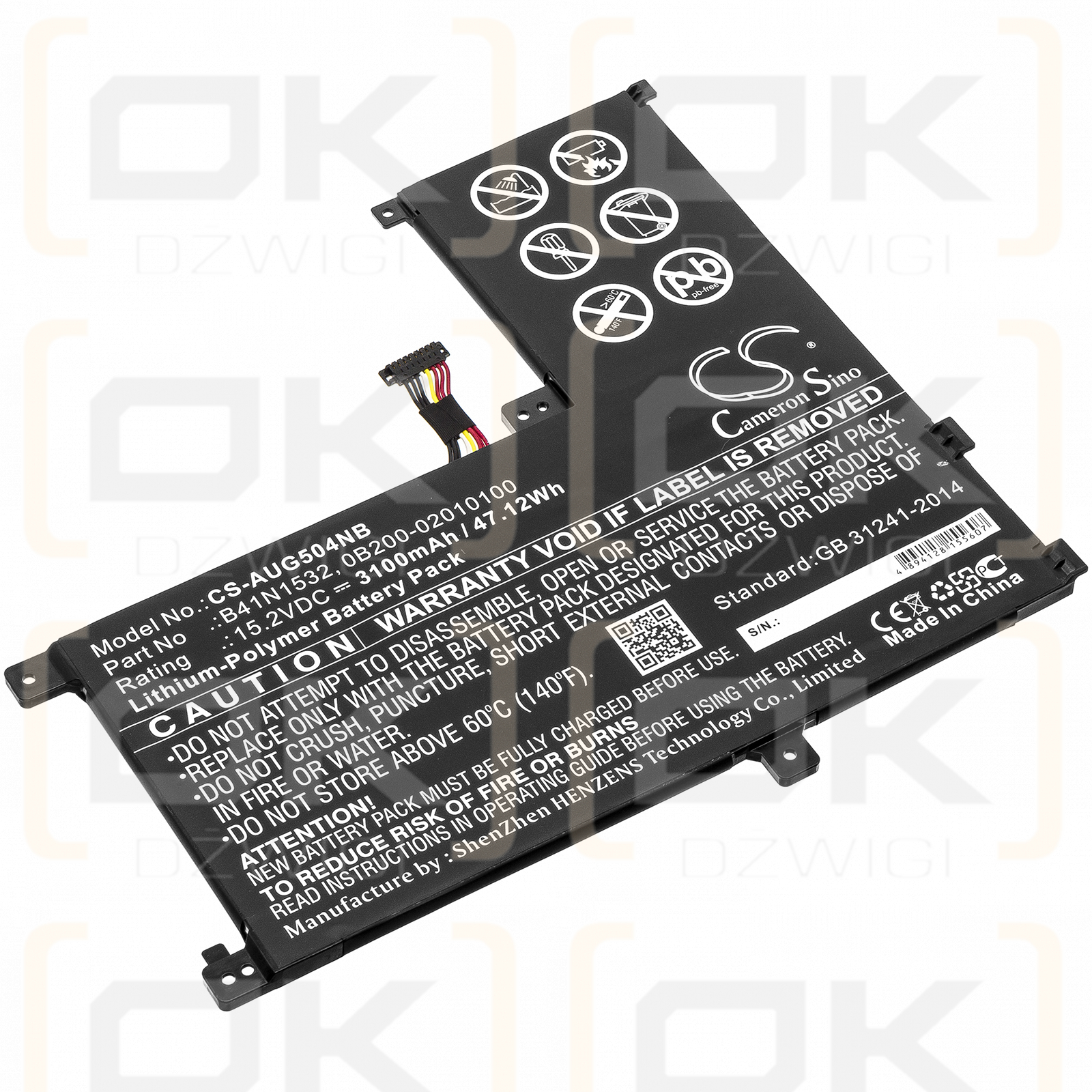 Asus Q504UA / B41N1532 3100mAh Li-Polímero 15.2V (Cameron Sino)