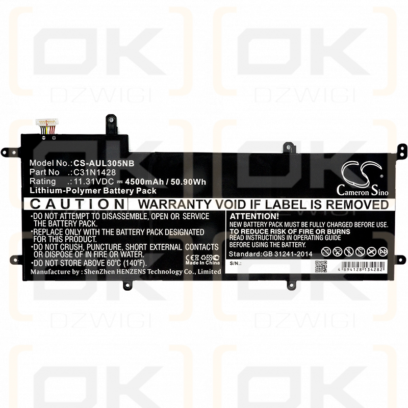 Asus UX305UA / C31N1428 4500 mAh Li-Polymer 11,31 V (Cameron Sino)