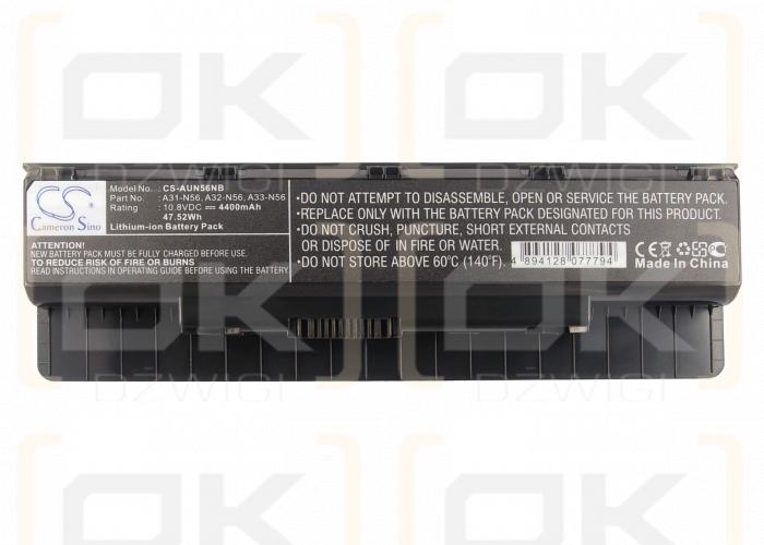 Asus N76VZ / A31-N56 4400 mAh Li-Ion 10,8 V (Cameron Sino)