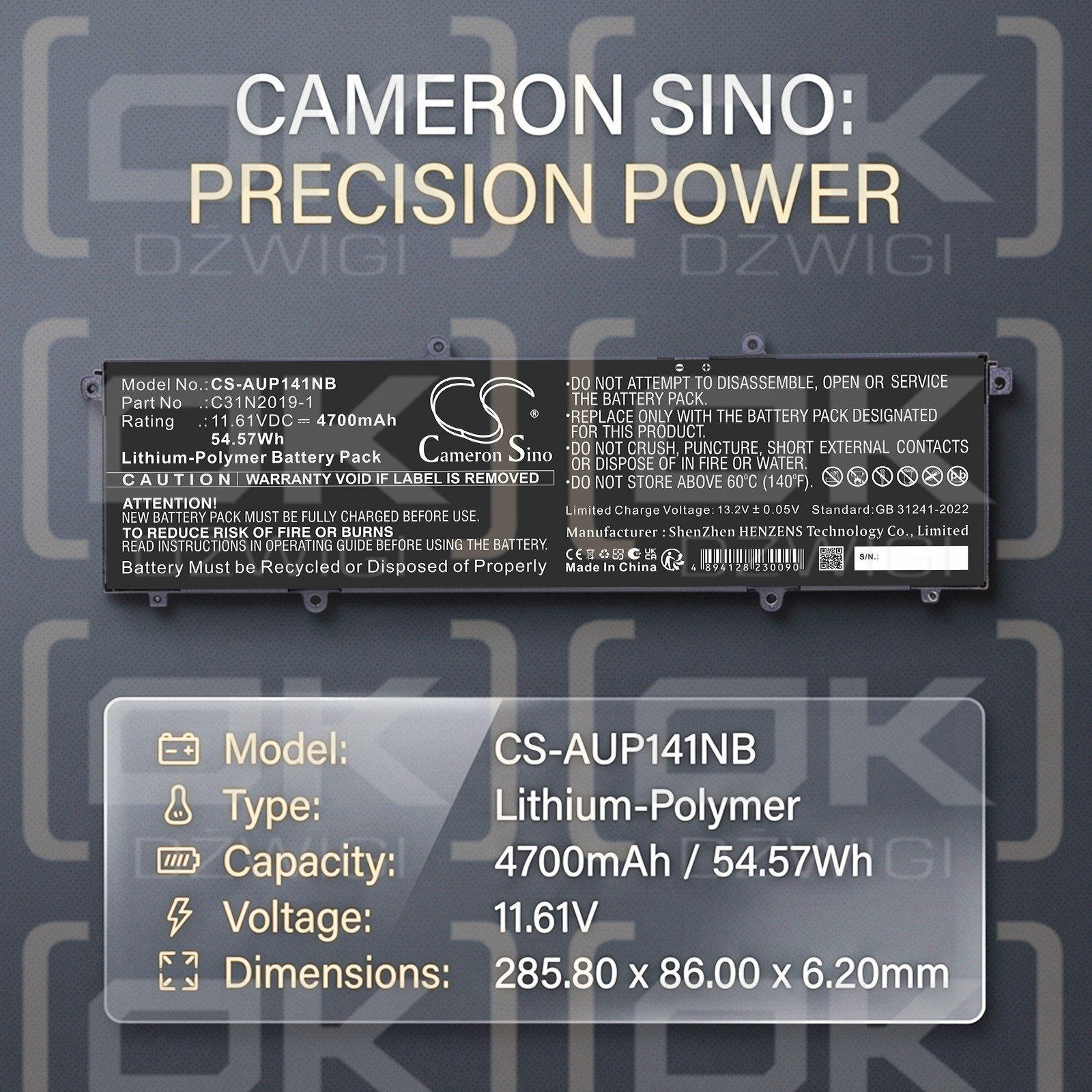 Replacement Battery for Asus X3500PA / 0B200-04000100 4700 mAh Li-Polymer 11.61 V (Cameron Sino)