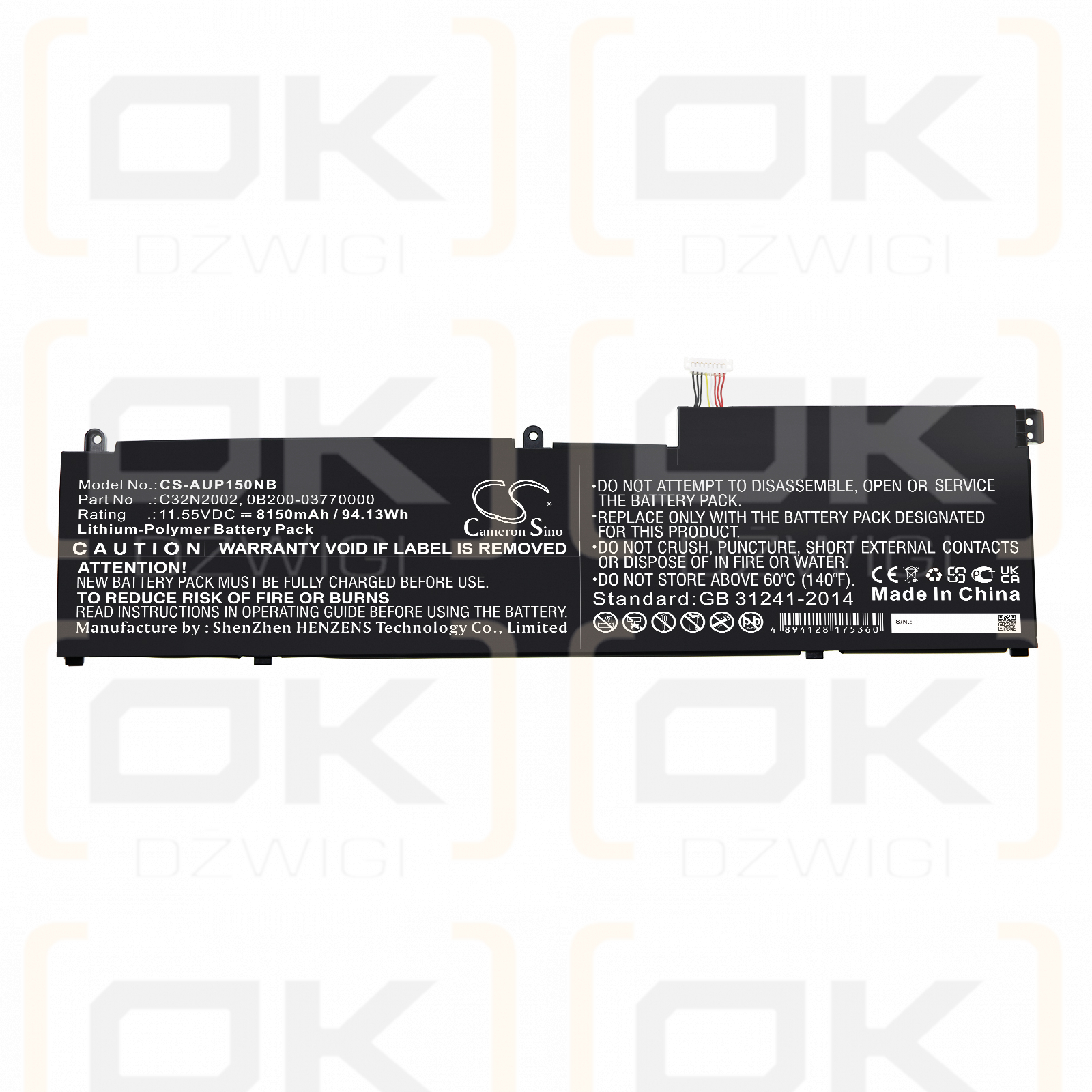 Asus ZenBook Pro 15 OLED UM535QE-H2060T / C32N2002 8150 mAh Li-Polymer 11,55 V (Cameron Sino)