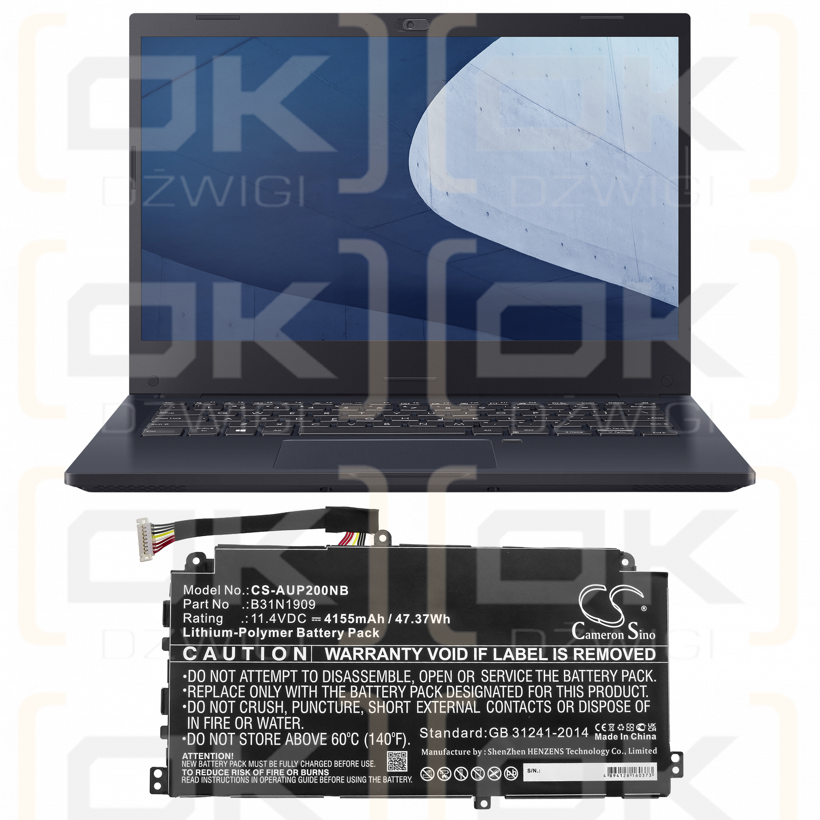 Asus ExpertBook P2451FA-1A / B31N1909 4155 mAh Li-Polymer 11,4 V (Cameron Sino)