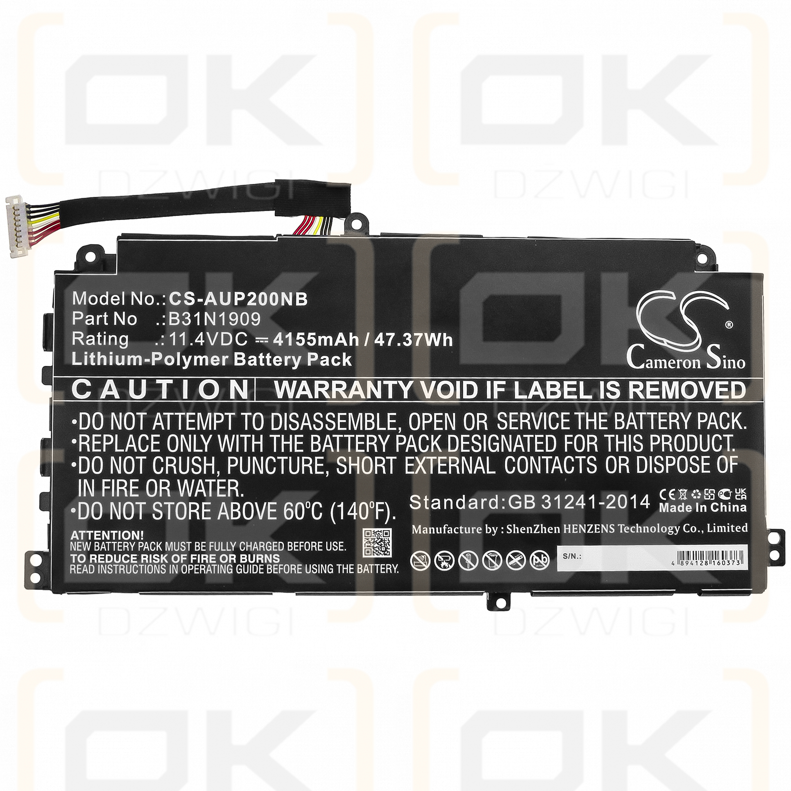 Asus ExpertBook P2451FA-1A / B31N1909 4155 mAh Li-Polymer 11,4 V (Cameron Sino)