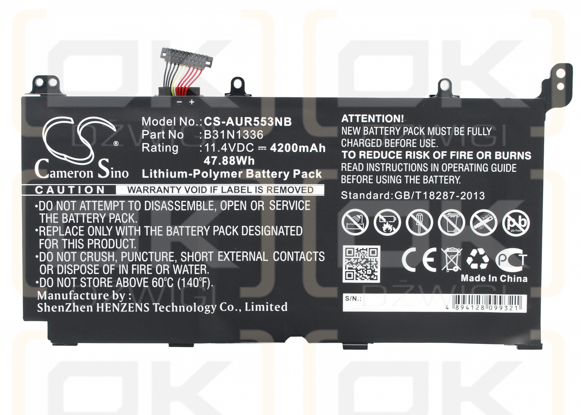 Asus VIVOBOOK S551LB-CJ026H / B31N1336 4200 mAh Li-Polymer 11,4 V (Cameron Sino)