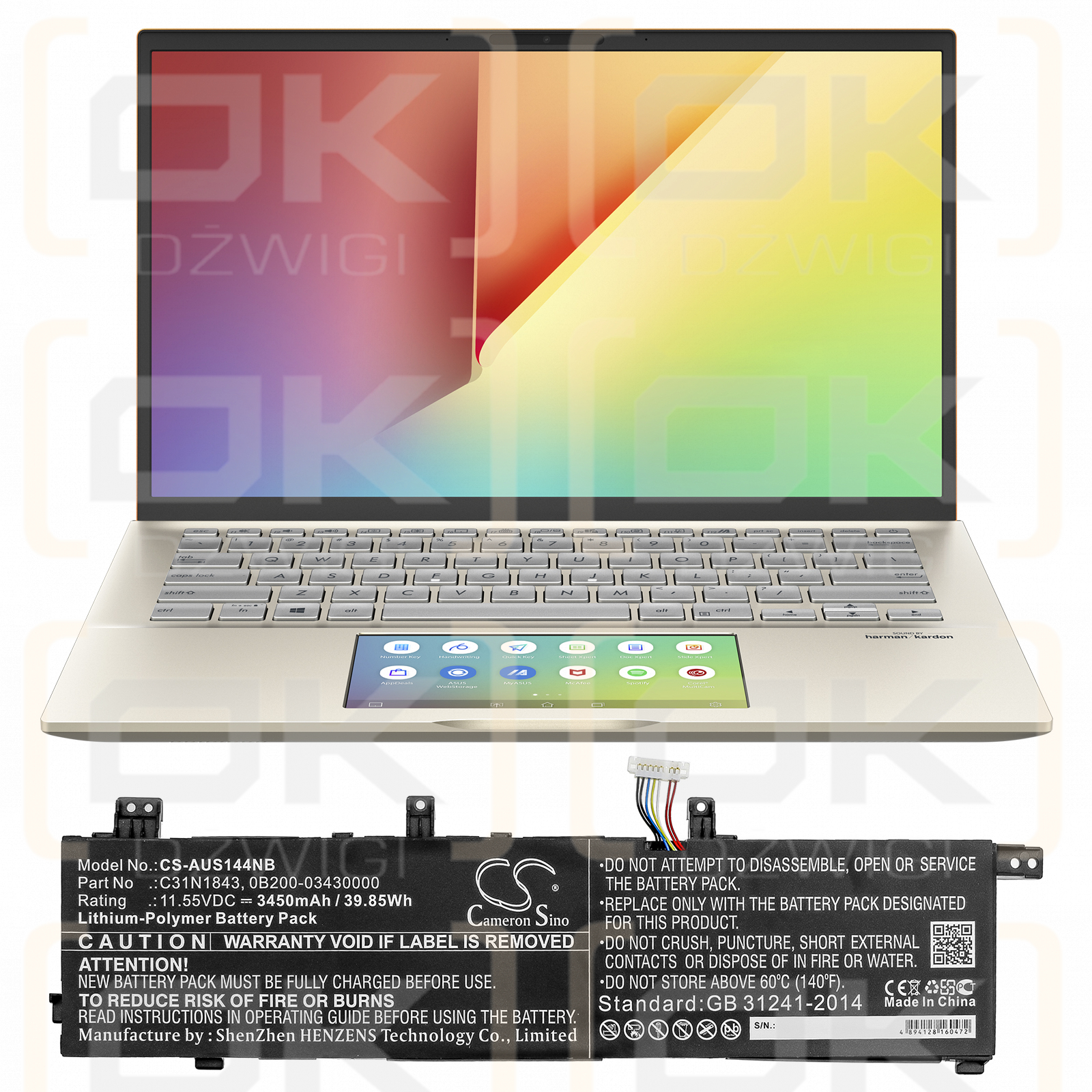 Asus Vivobook S14 S432FA-EB008T / C31N1843 3450mAh Li-Polímero 11.55V (Cameron Sino)