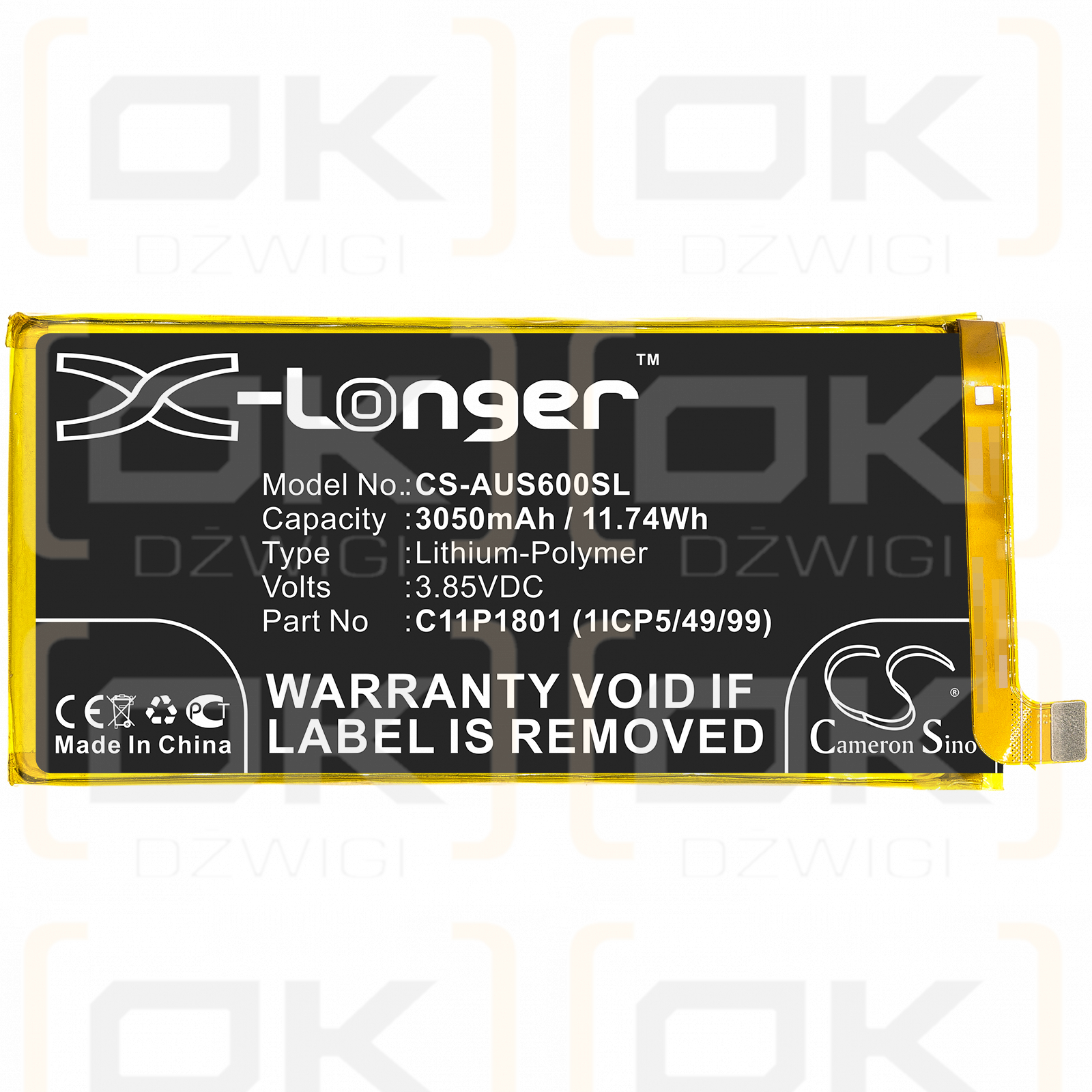 Asus ZS600KL / 0B200-03010300 3050 mAh Li-Polymer 3,85 V (Cameron Sino)